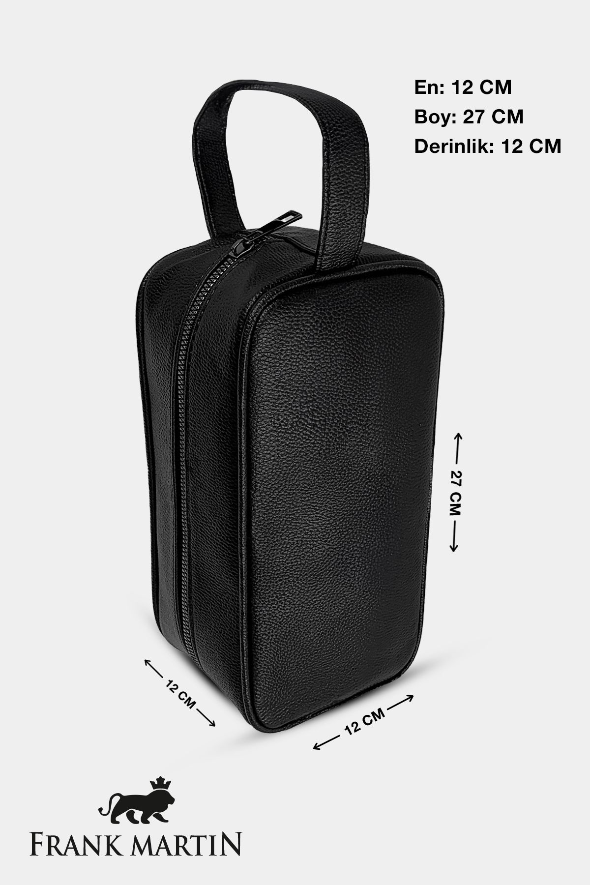 Frank Martin-Vegan Leather Personal Care and Travel Bag Large Volume Handbag Black 140-001 4