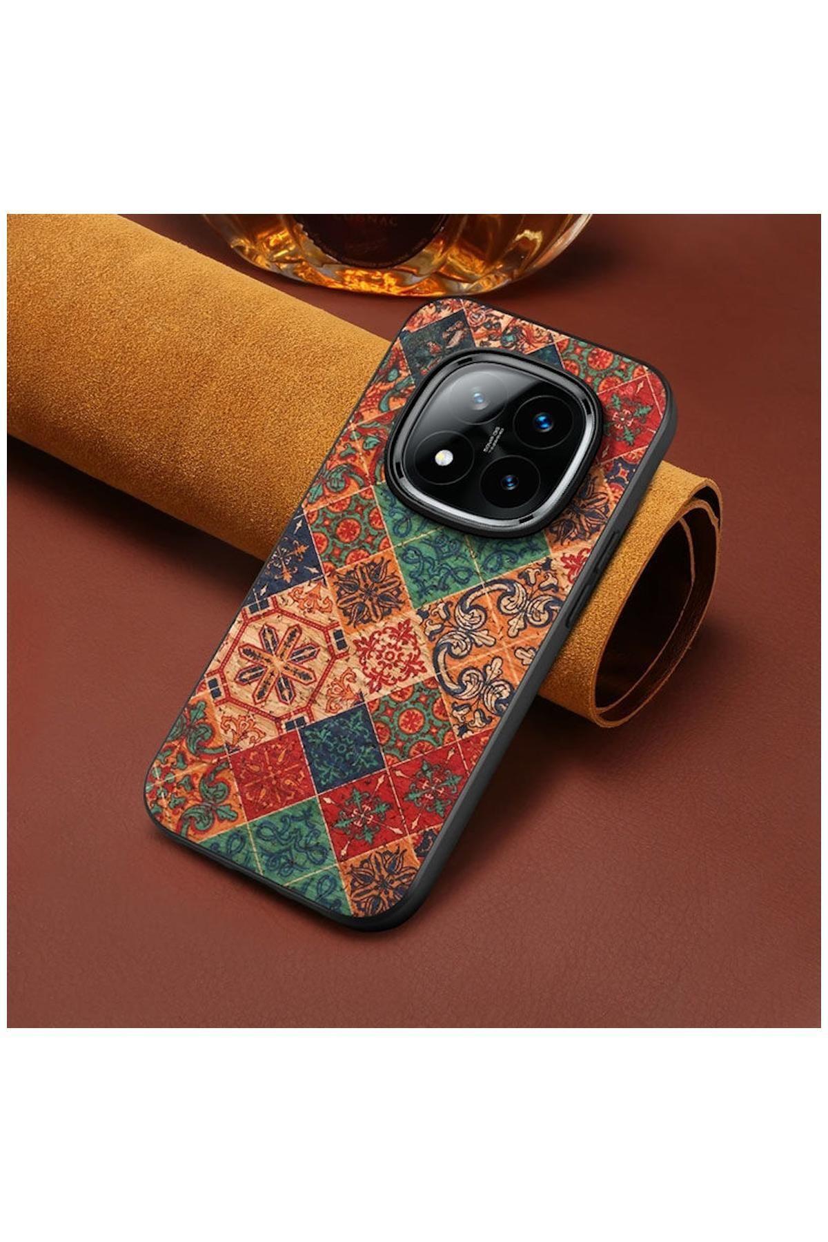 Zebana Xiaomi Redmi Note 14 Pro Plus 5G Uyumlu Kılıf Zebana Vintage Kumaş Kılıf Desen 3