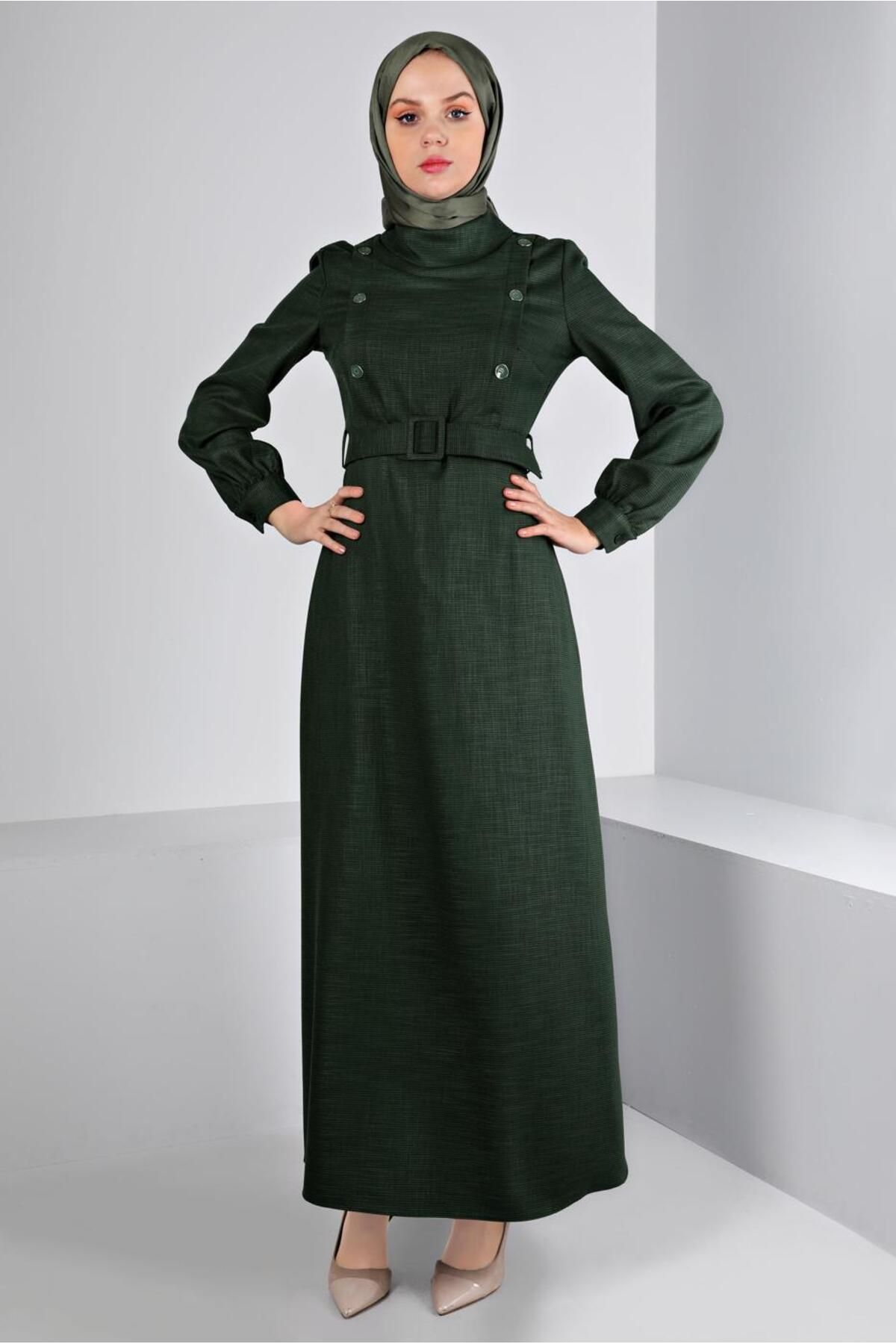 لباس کمربند دکمه ای 43439 Alvina