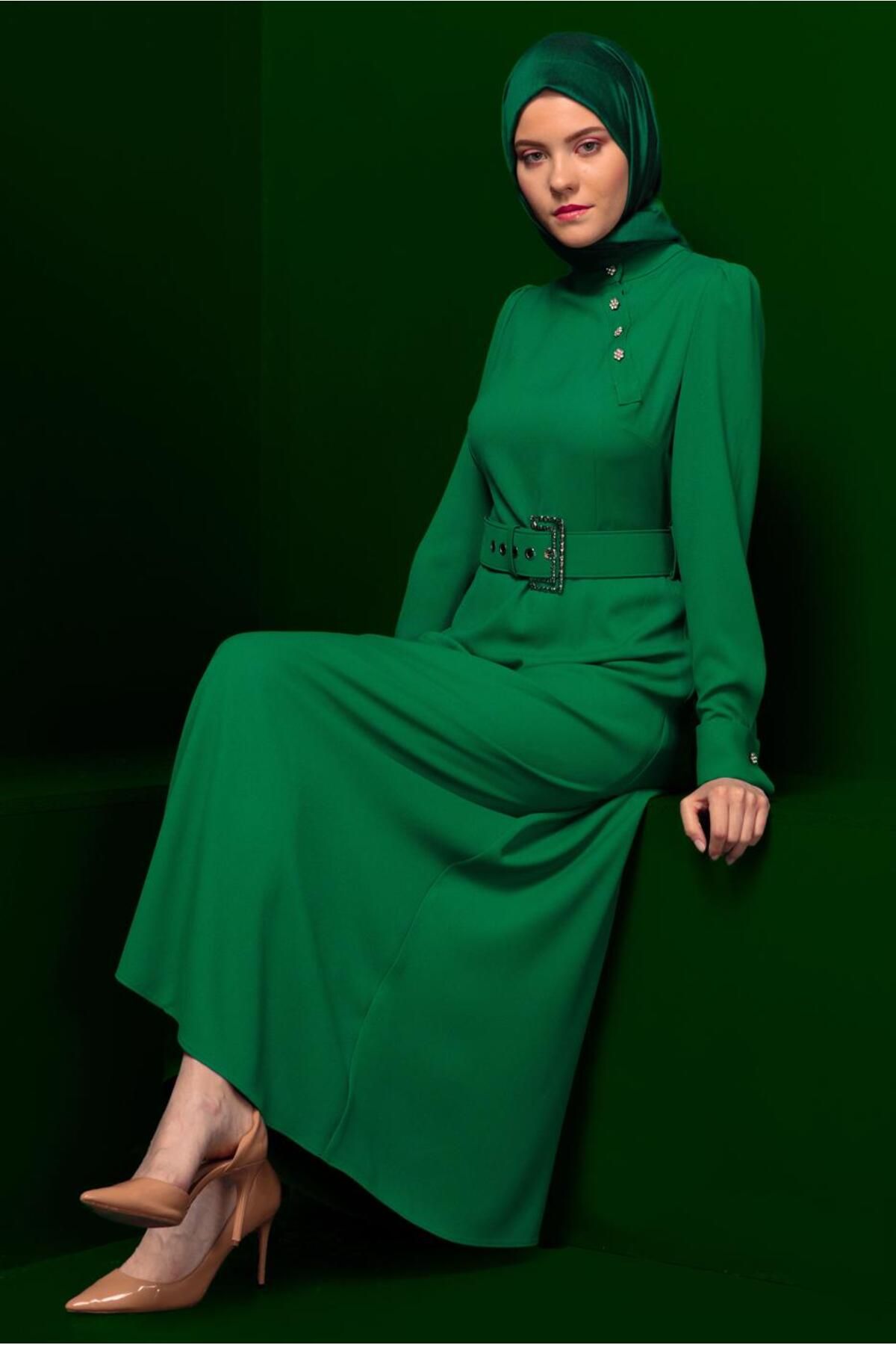پیراهن دکمه دار کمربند 43382 Alvina