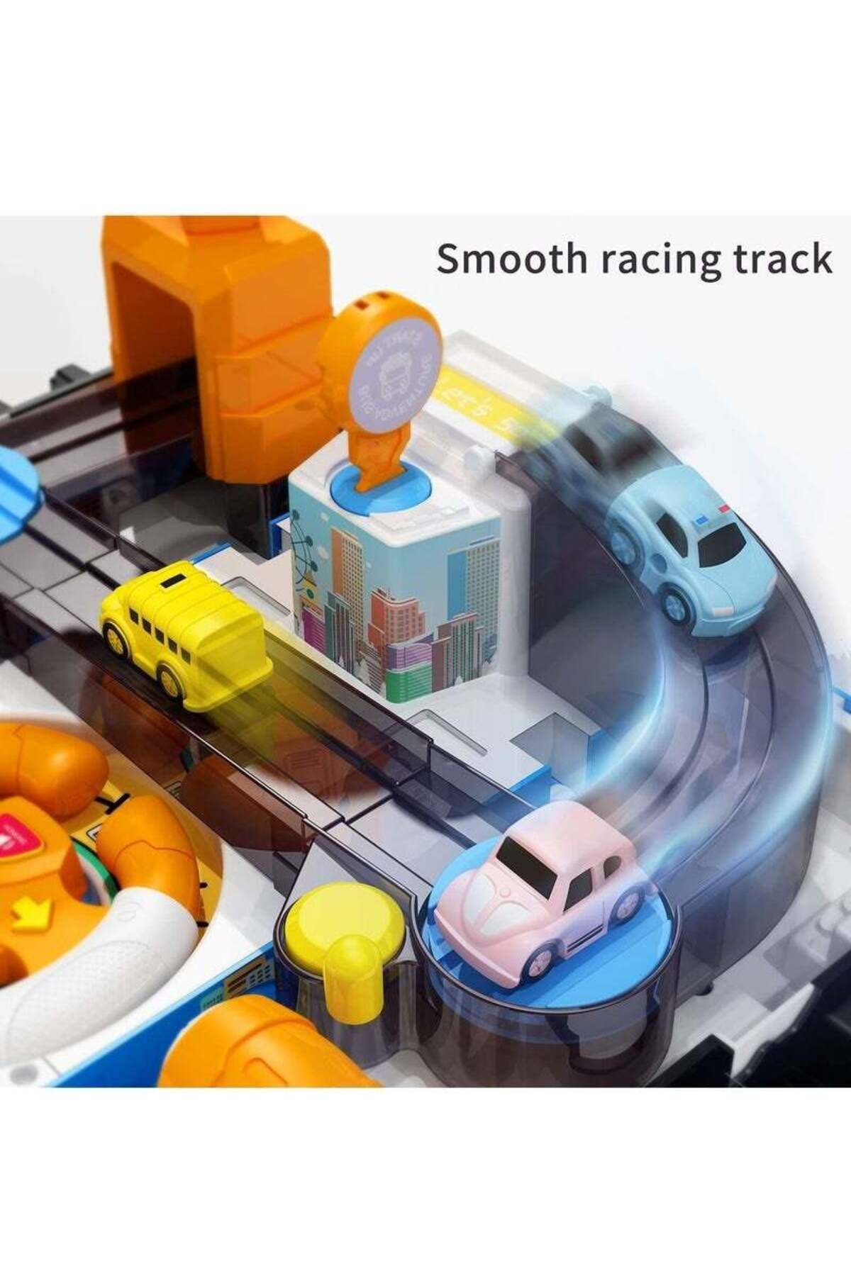 COOYA-Multifunctional transformable bus toy,two modes,with tracks,crane arms and lights,adjustable,blue 5