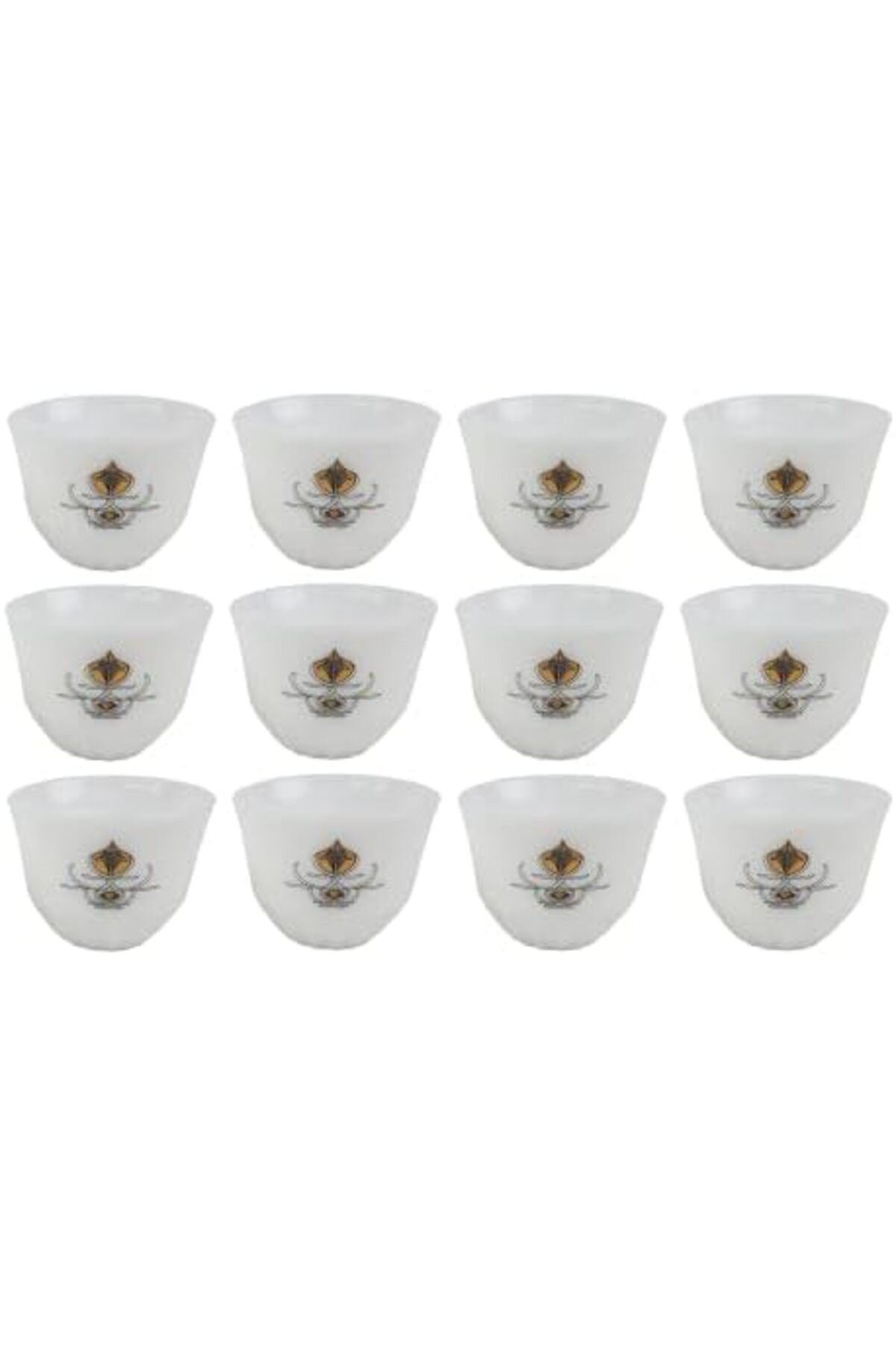 ALSAIF-Set Of Java Cups, 12 Pieces, White/gold, Medium Size, Al Saif 1
