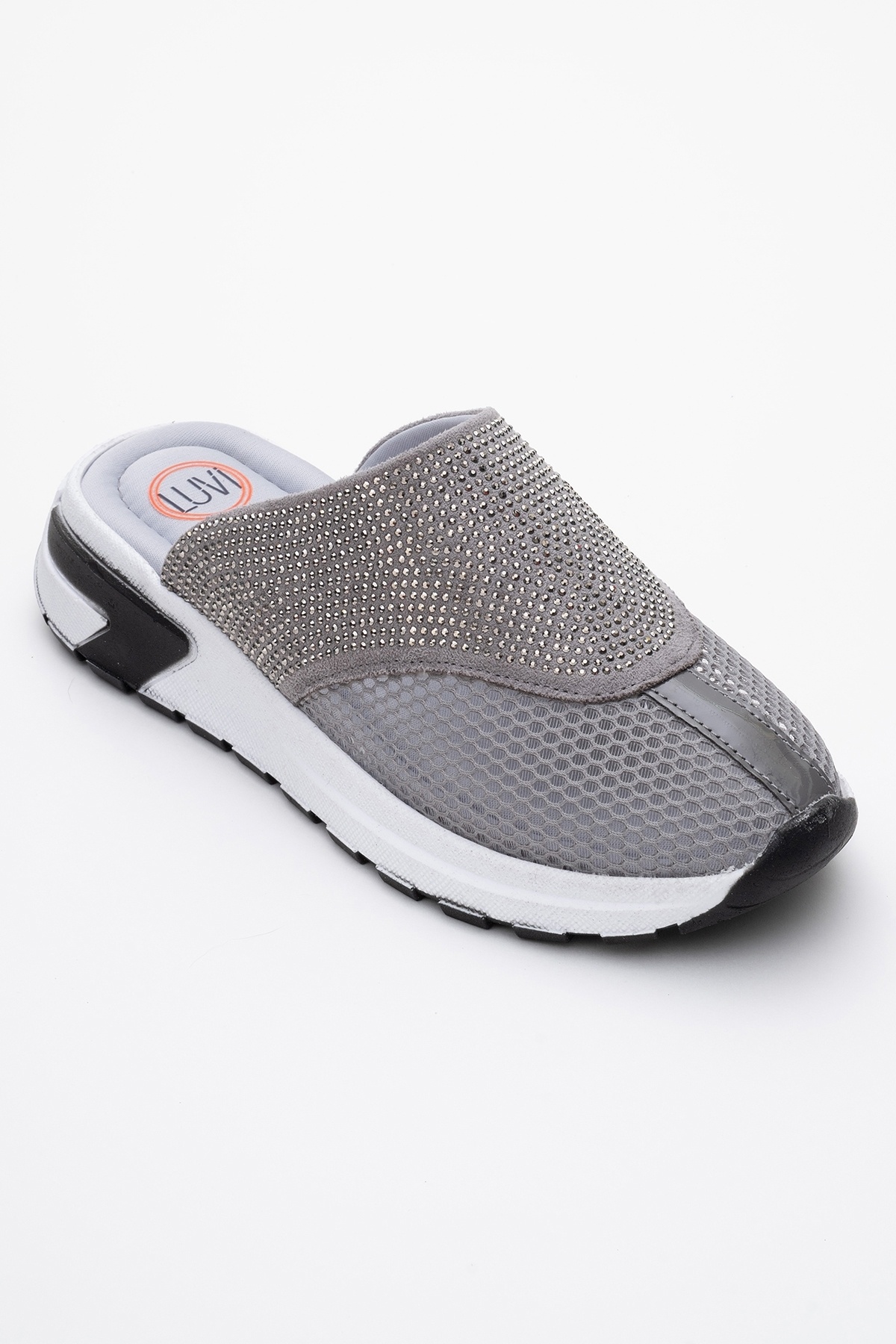 LuviShoes-شبشب نسائي من GLEA شبكي من الحجر الرمادي ومقدمة مغلقة 3