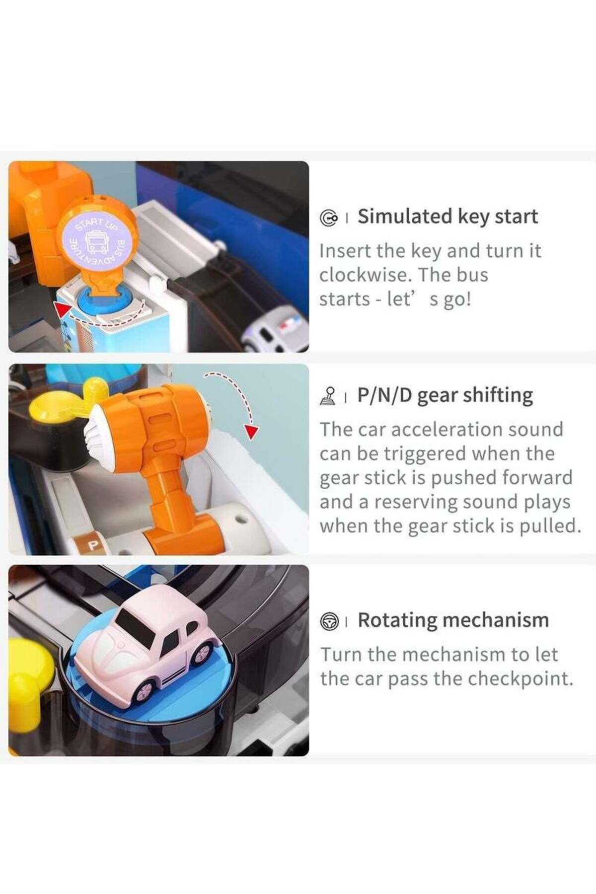 COOYA-Multifunctional transformable bus toy,two modes,with tracks,crane arms and lights,adjustable,blue 3