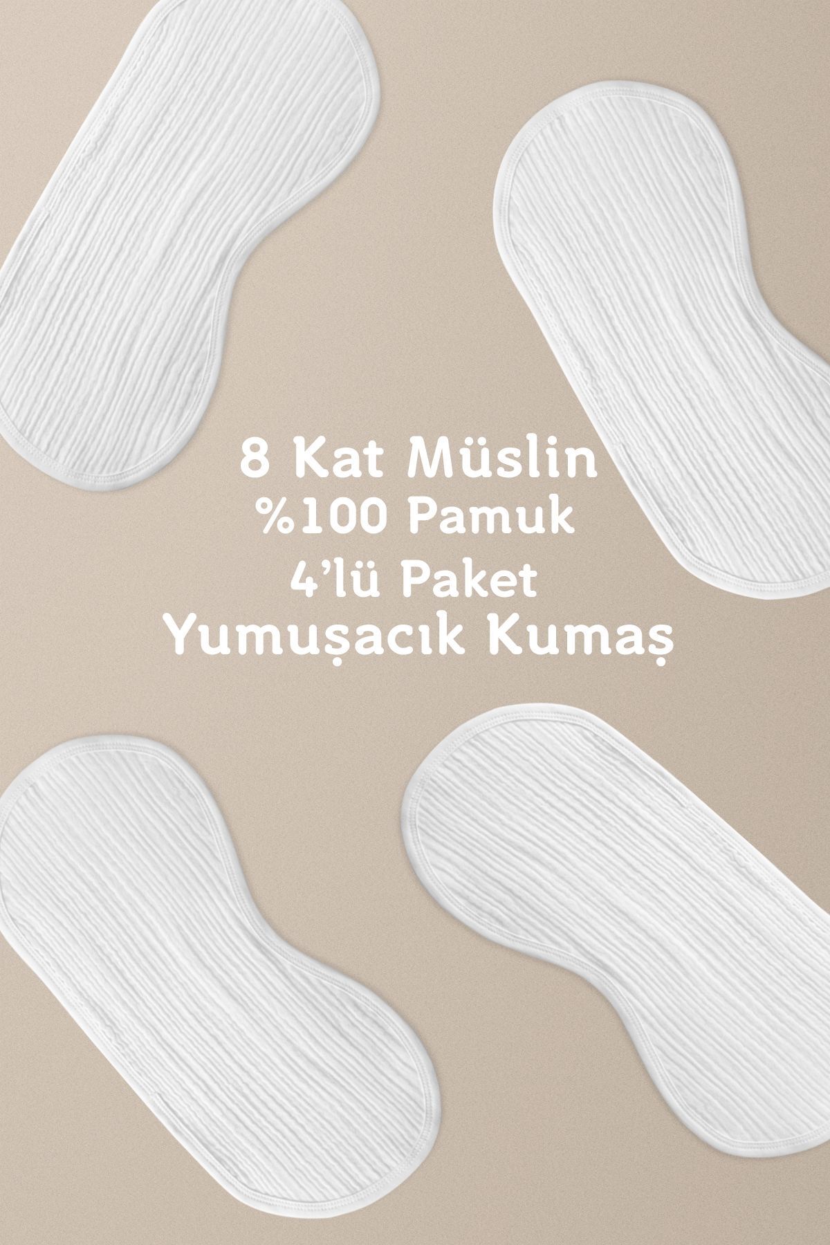 fevale 8 Katlı Müslin Bebek Omuz Mendili - %100 Pamuk - 4'lü Paket - Omuz Örtüsü -Ekru Renk fotoğrafı 6 (önizleme)