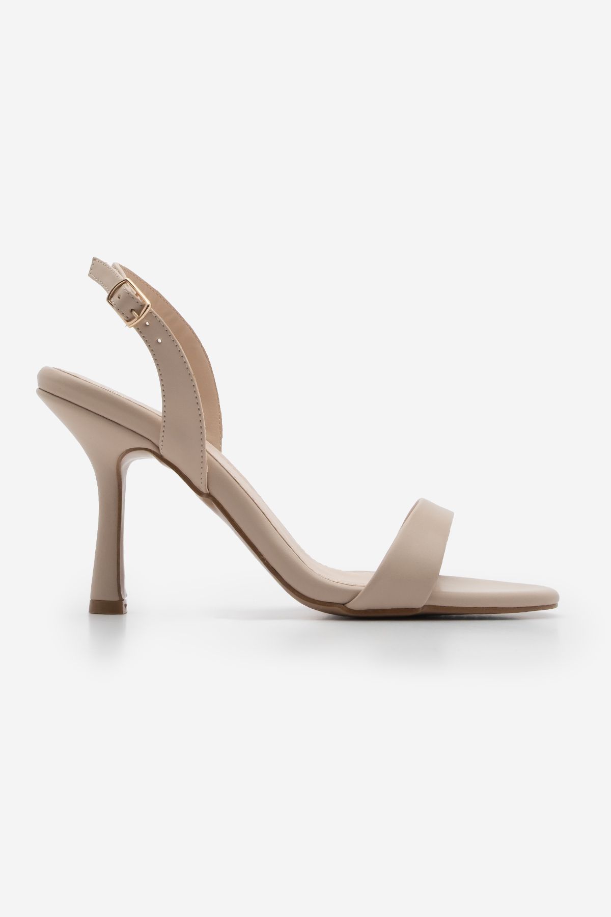 کفش پاشنه کلاسیک زنانه با نام تجاری NASET OVAL SOLANTED HEEPED SANDAL FALDİ BEJ Marjin