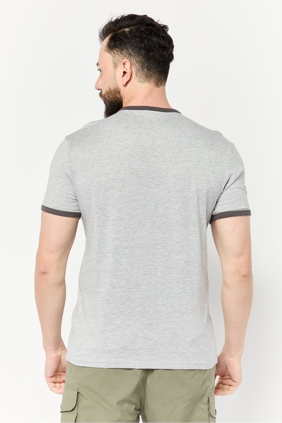 PAUL FRANK-Men Crew Neck Short Sleeves Brand Logo T-Shirt, Grey 2