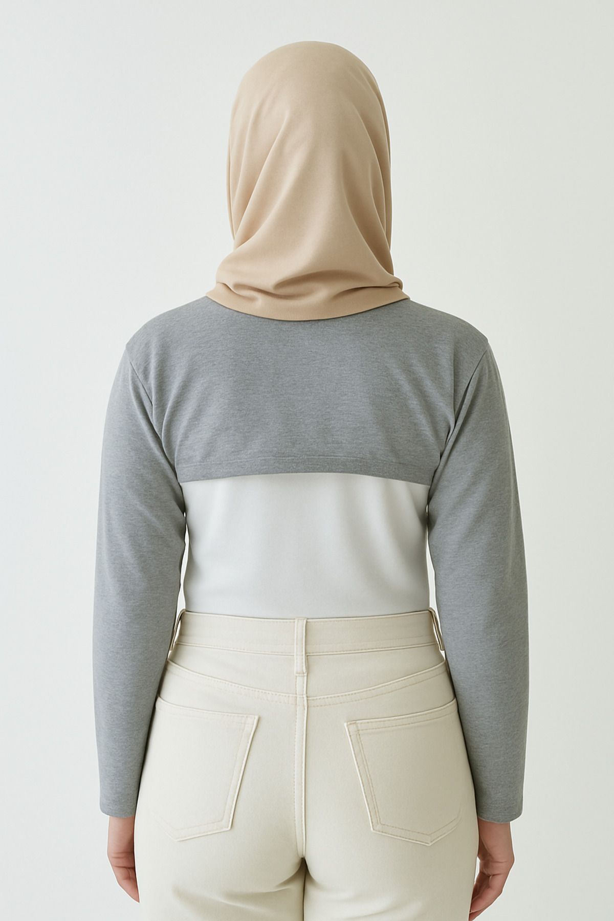 mirach-Mărime mare, elastic, guler vertical, cu guler, mâneci, lycra, bumbac, respirabil, confortabil, decolteu corector 2