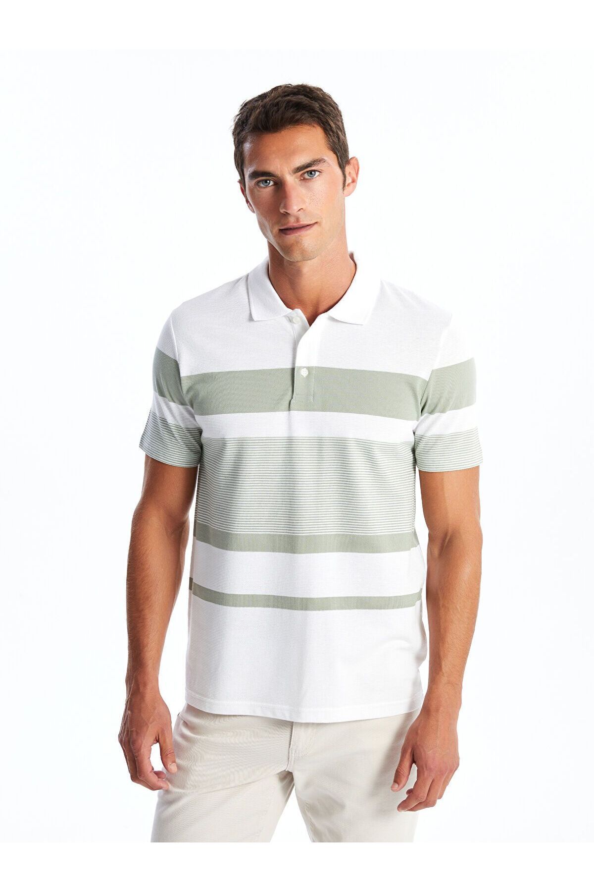 LC Waikiki Polo Yaka Kısa Kollu Çizgili Pike Erkek Tişört
