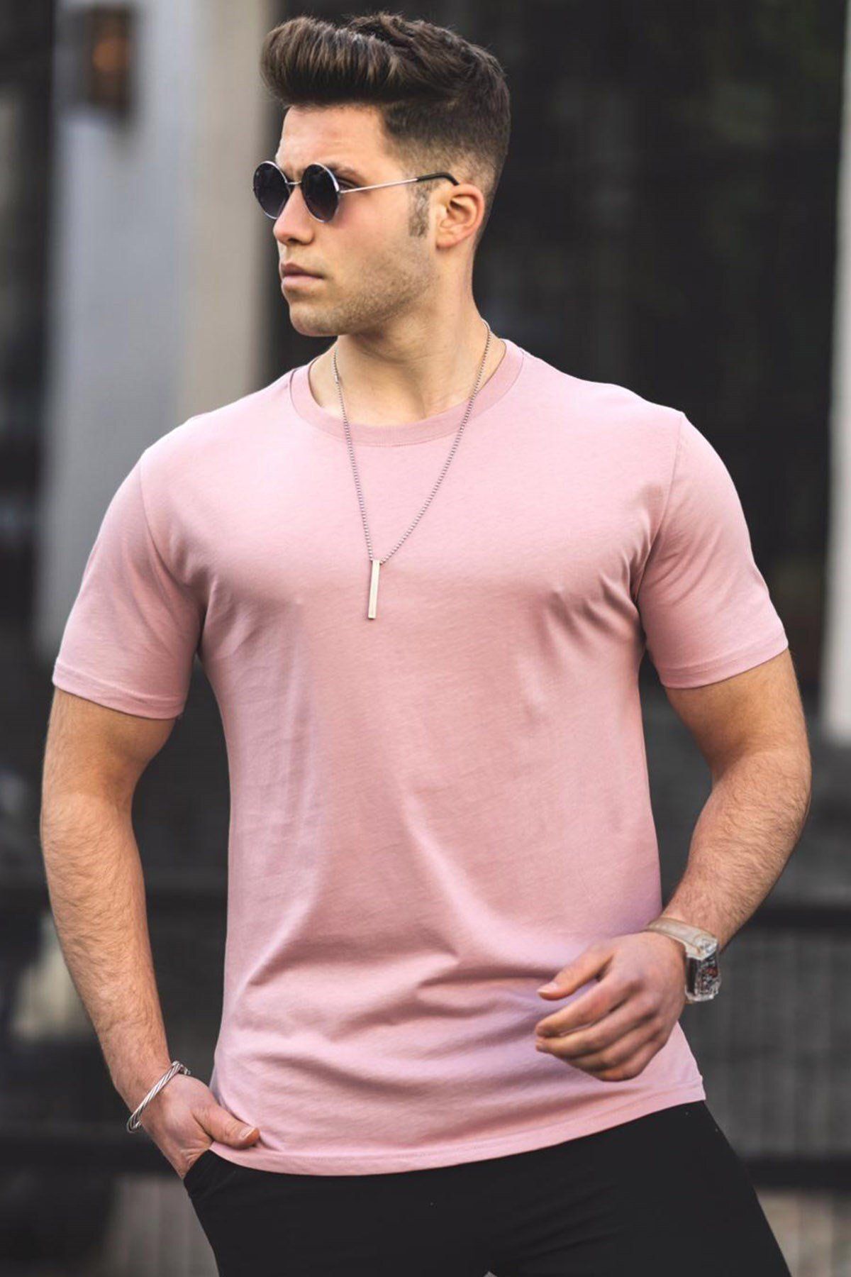 Madmext-Ανδρικό T-Shirt σε πούδρα 4951 3