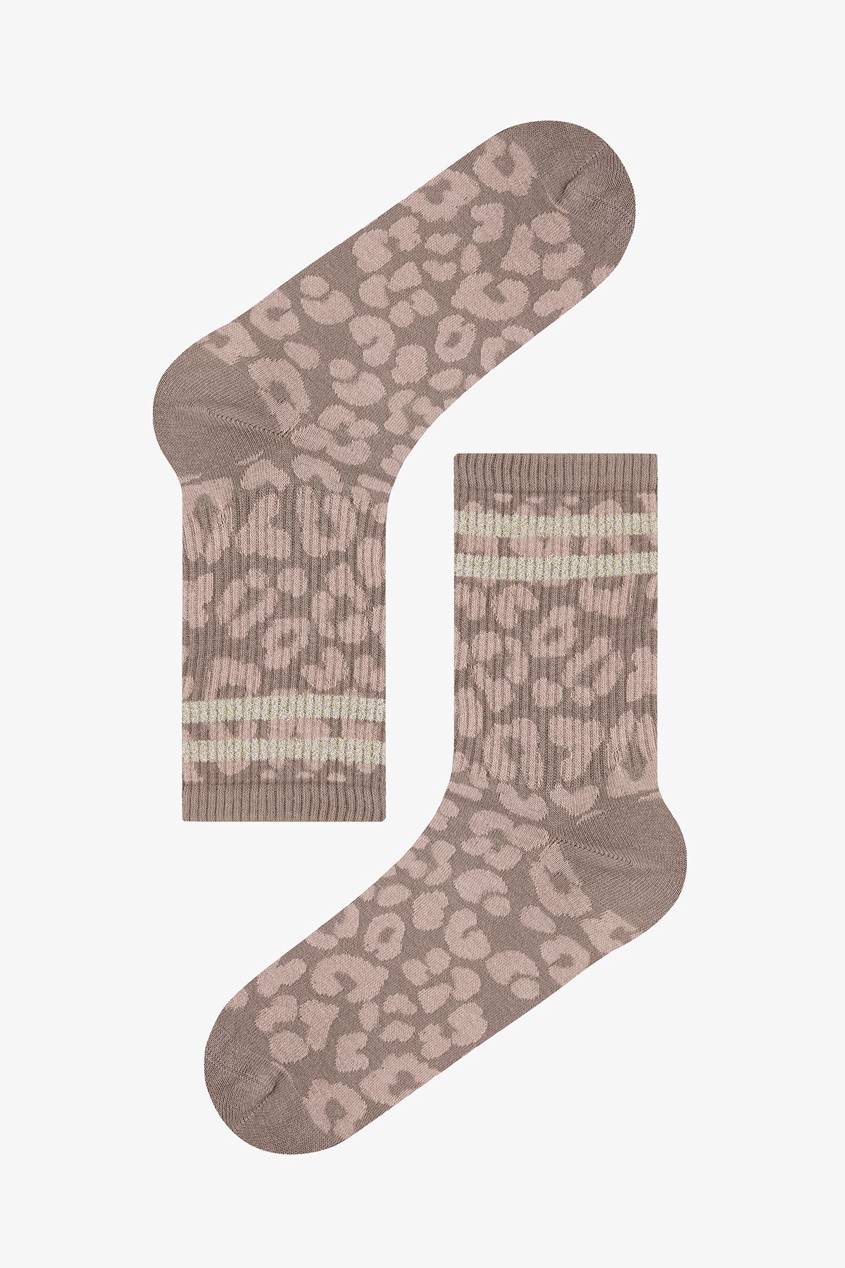 Penti-Leopard Shiny Stripe Beige 2-teilige Socken 2