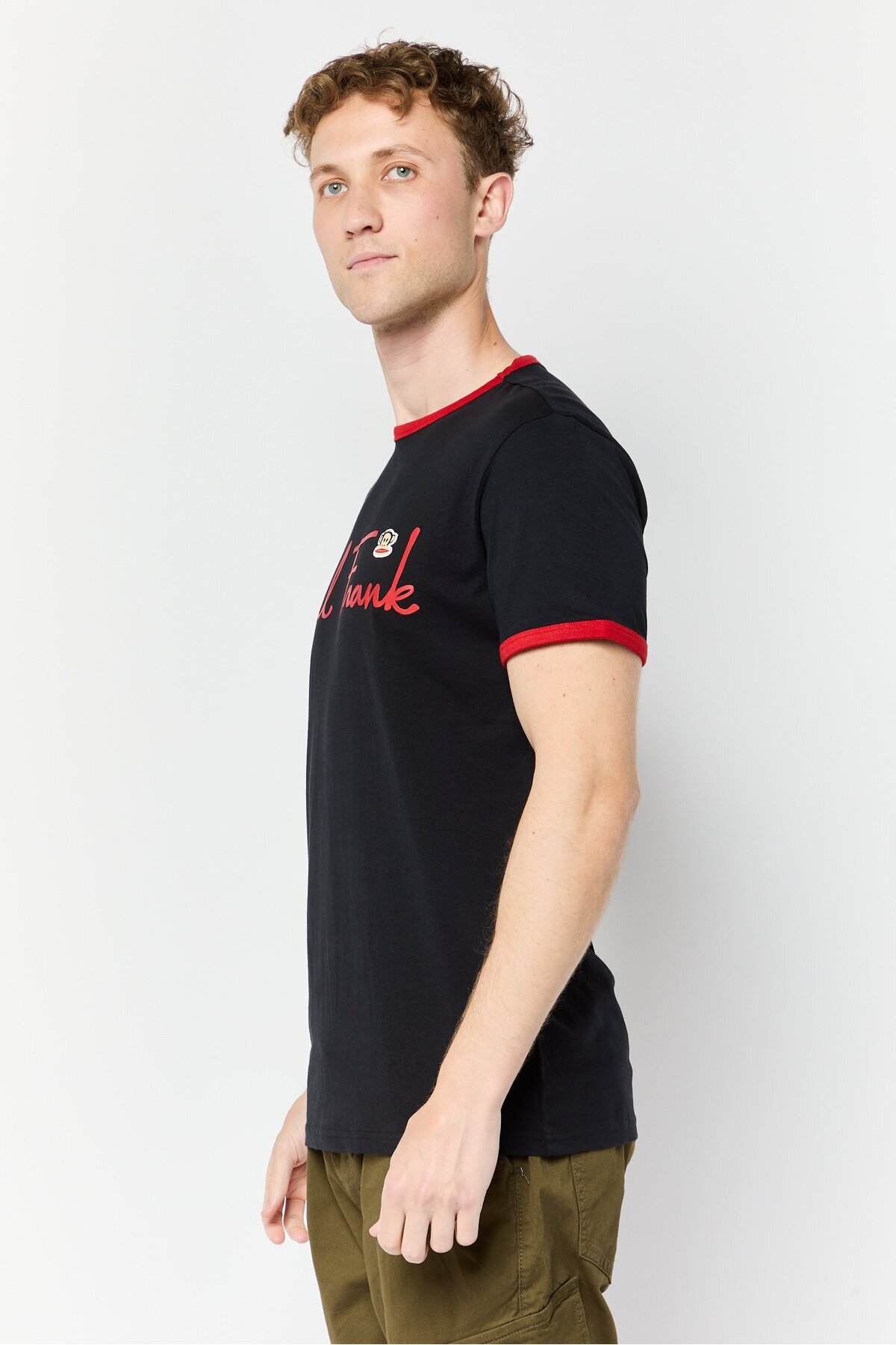 PAUL FRANK-Men Crew Neck Short Sleeves Brand Logo T-Shirt, Black 2