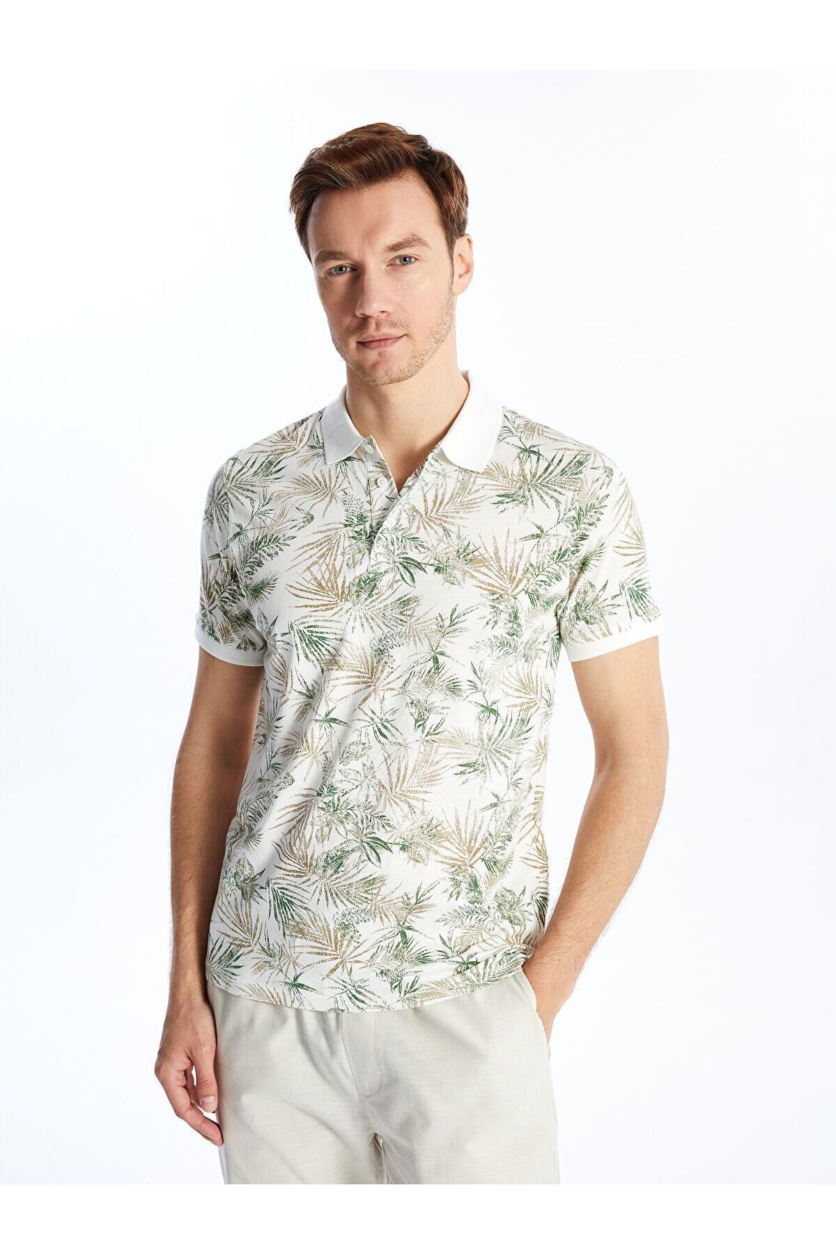 LC Waikiki Polo Yaka Kısa Kollu Desenli Penye Erkek Tişört