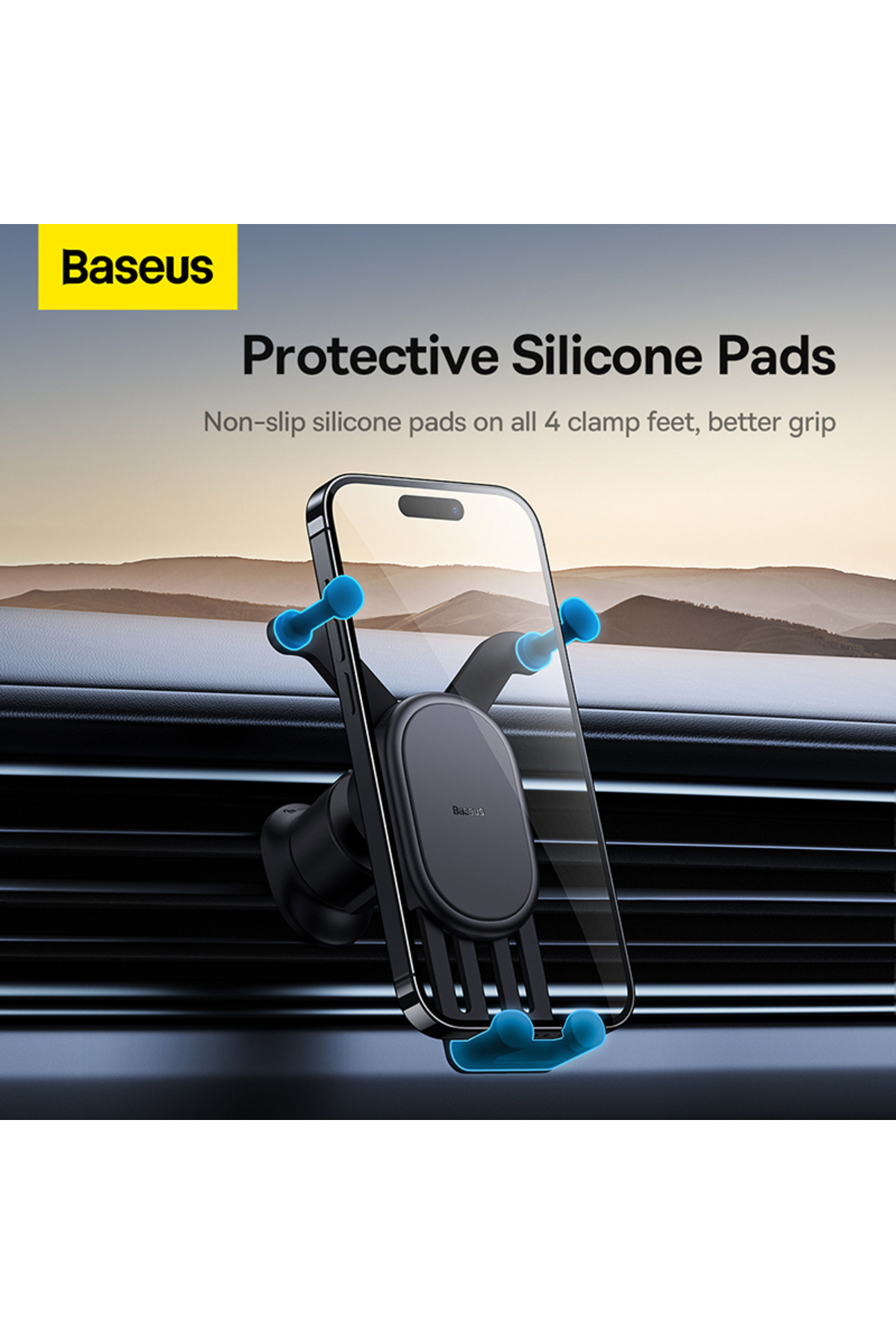 Baseus-Stable Gravitational Car Mount Air Vent Phone Holder Bracket (Air Outlet Version) - Black 3