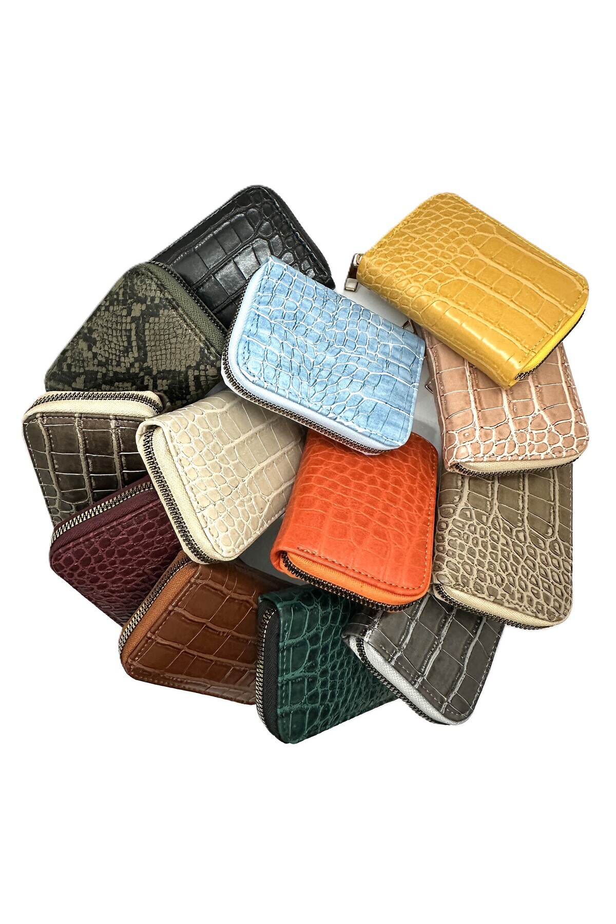 Womancraft-Crocodile Leather Zippered Accordion Card Holder 3