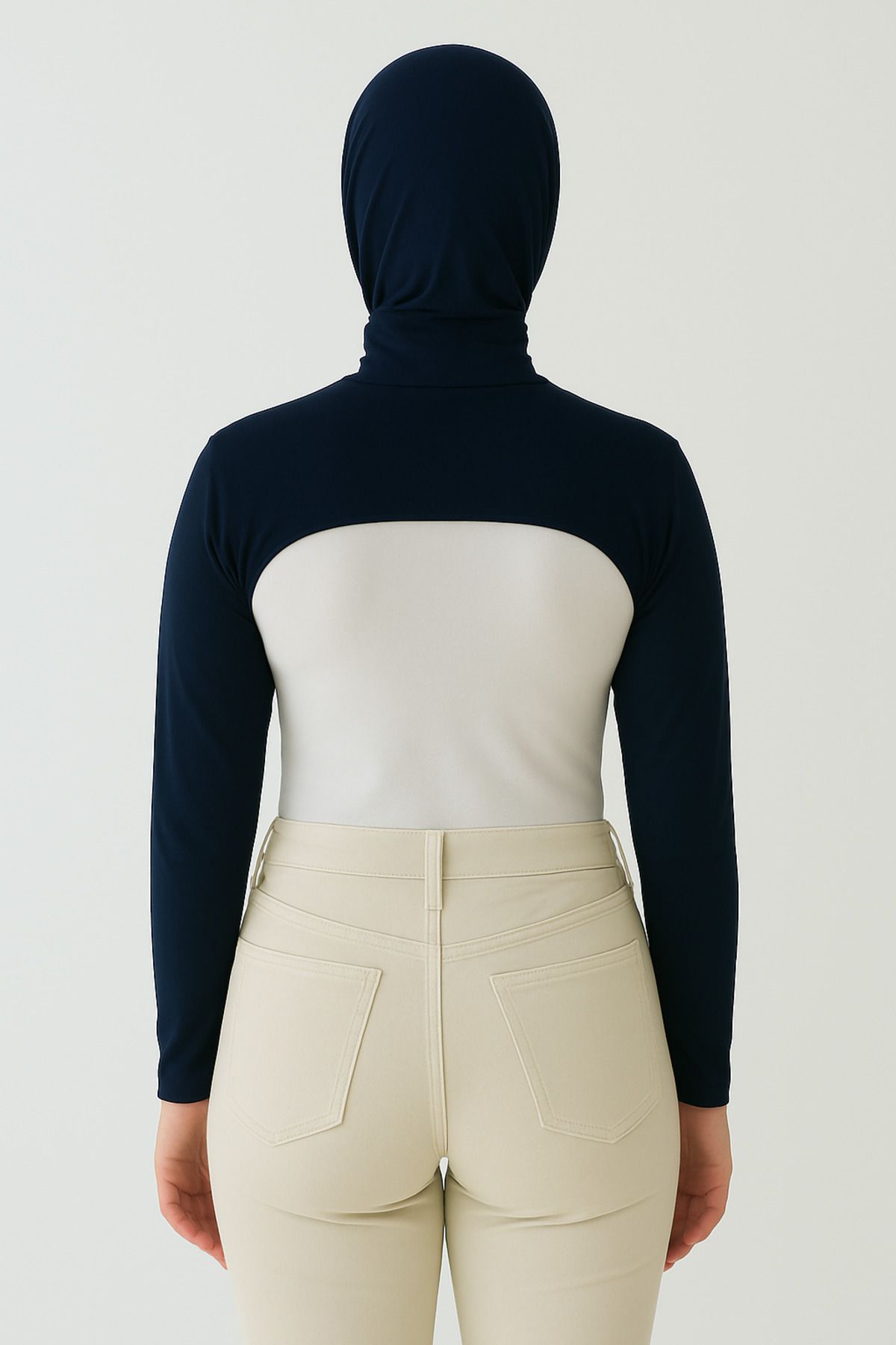 mirach-Mărime mare, elastic, guler vertical, cu guler, mâneci, lycra, bumbac, respirabil, confortabil, decolteu corector 3