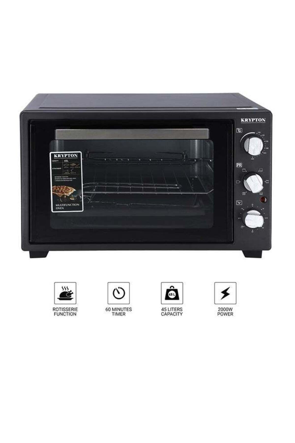 KRYPTON-Electric Oven with Rotisserie, Crumb Tray, 6-in-1 Functions, Timer, Ideal for Roasting & Baking 1