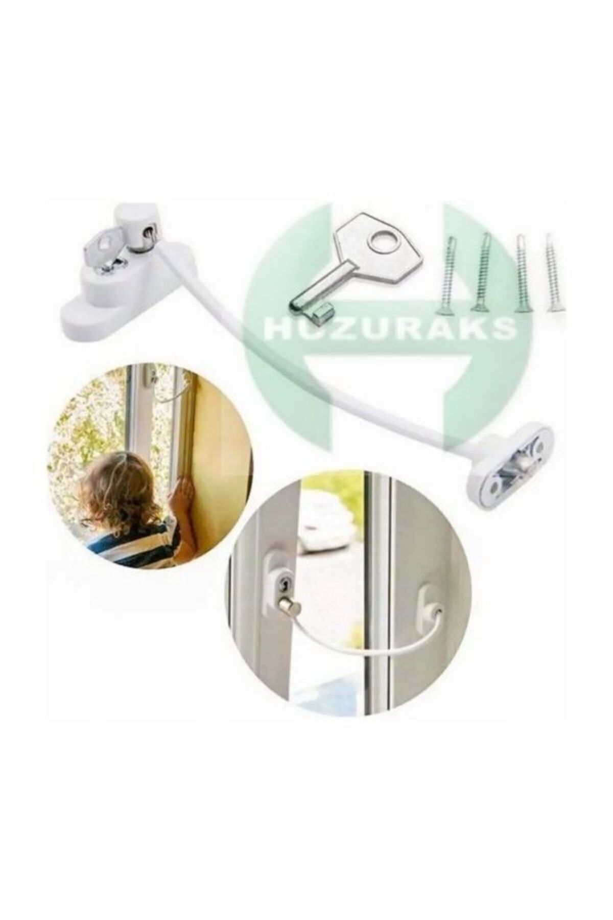Viyalente-White Steel Rope Cable PVC Window Safety Child Security Lock 1 Piece 3