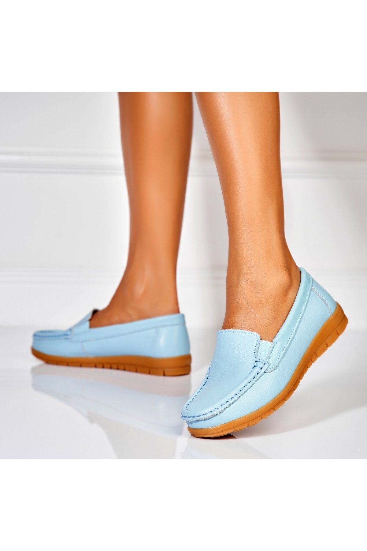 Joana-Women's Loafers Natural Leather Blue Gena 3