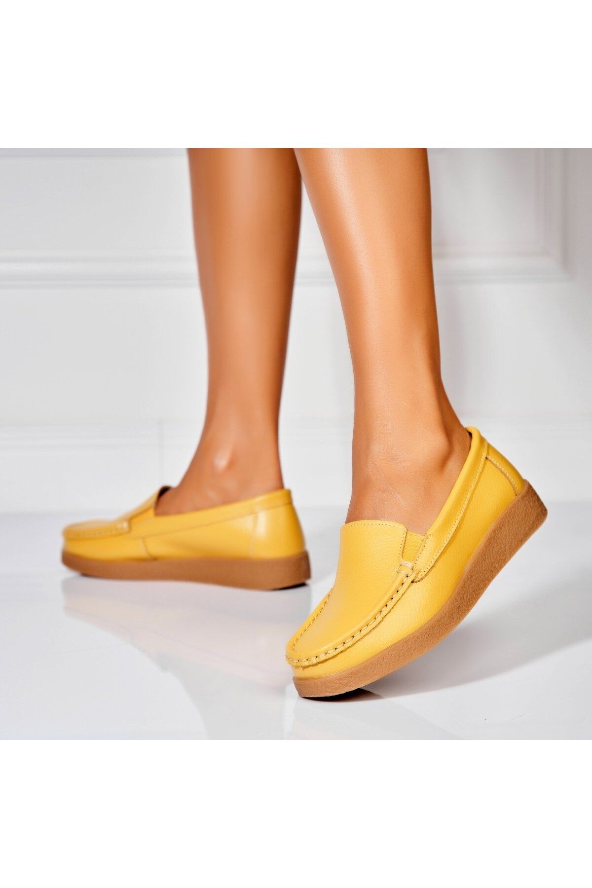 Joana-Women's Moccasins Natural Leather Yellow Dona 3