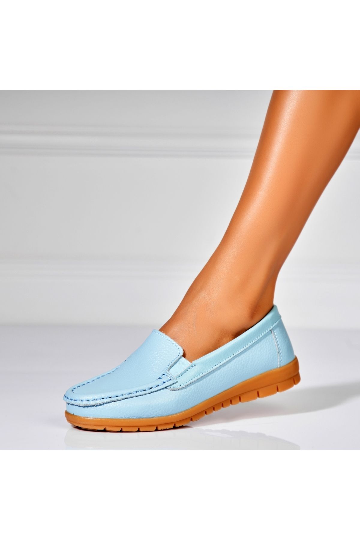 Joana-Women's Loafers Natural Leather Blue Gena 2