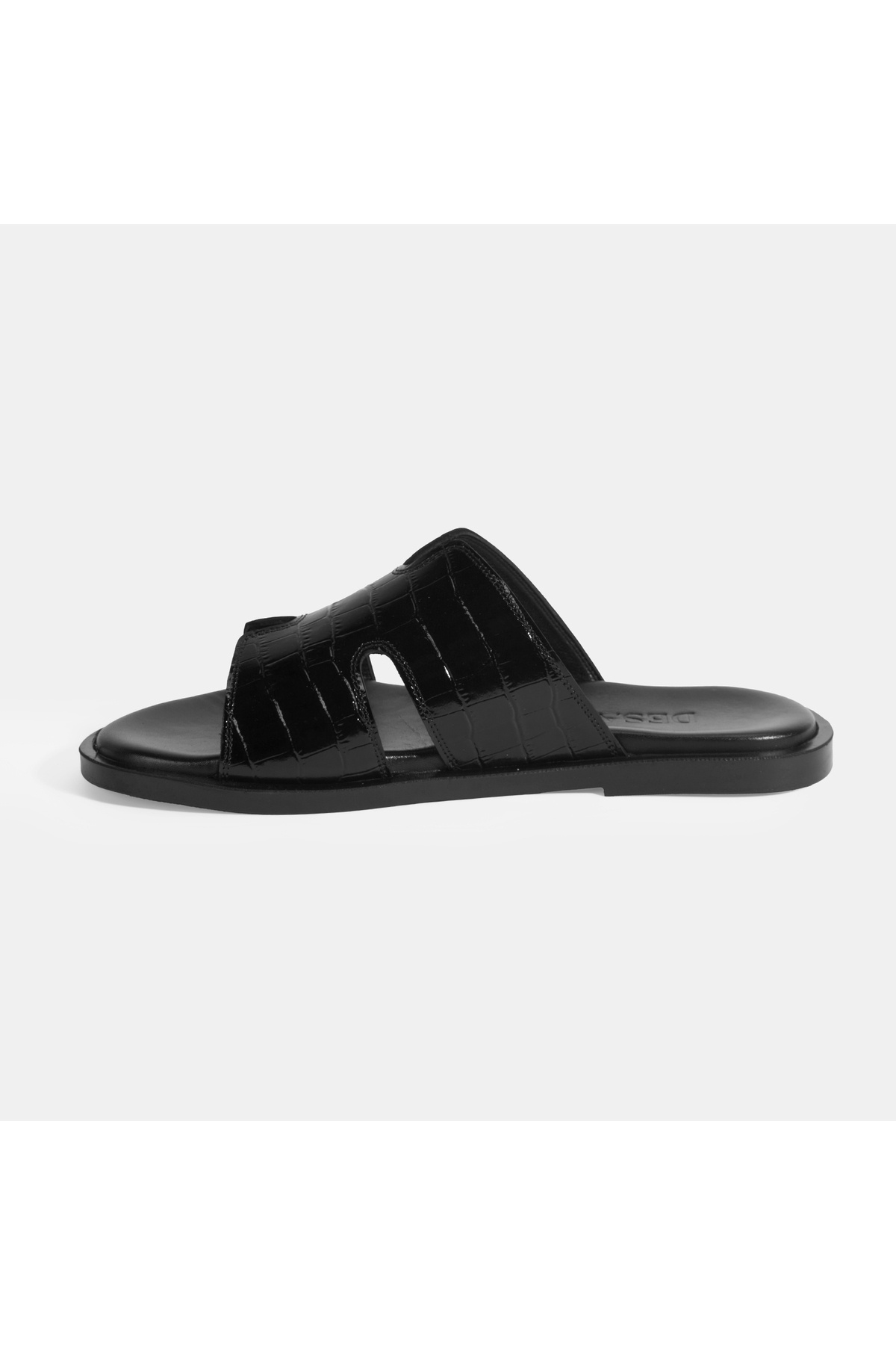 Desa-Papuci pentru bărbați din piele cu model de crocodil negru 3