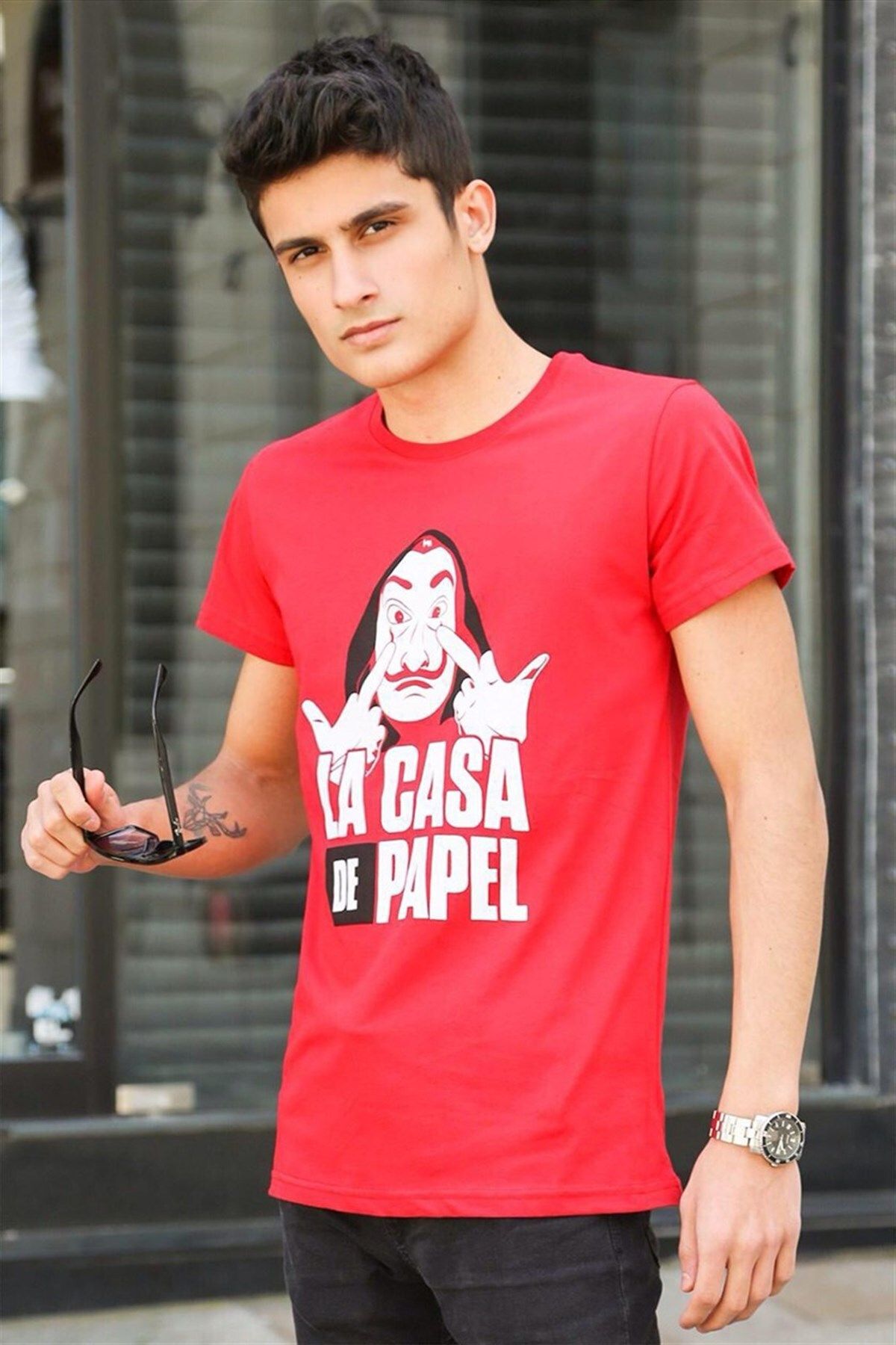 Madmext-Τυπωμένο Claret Red T-Shirt 4017 2