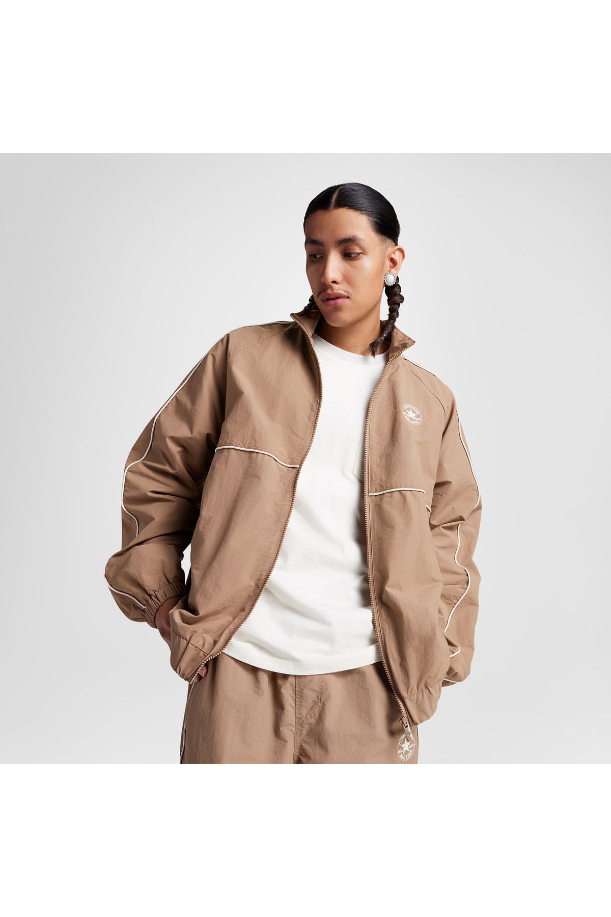 کاپشن قهوه ای مردانه رترو Windbreaker Converse