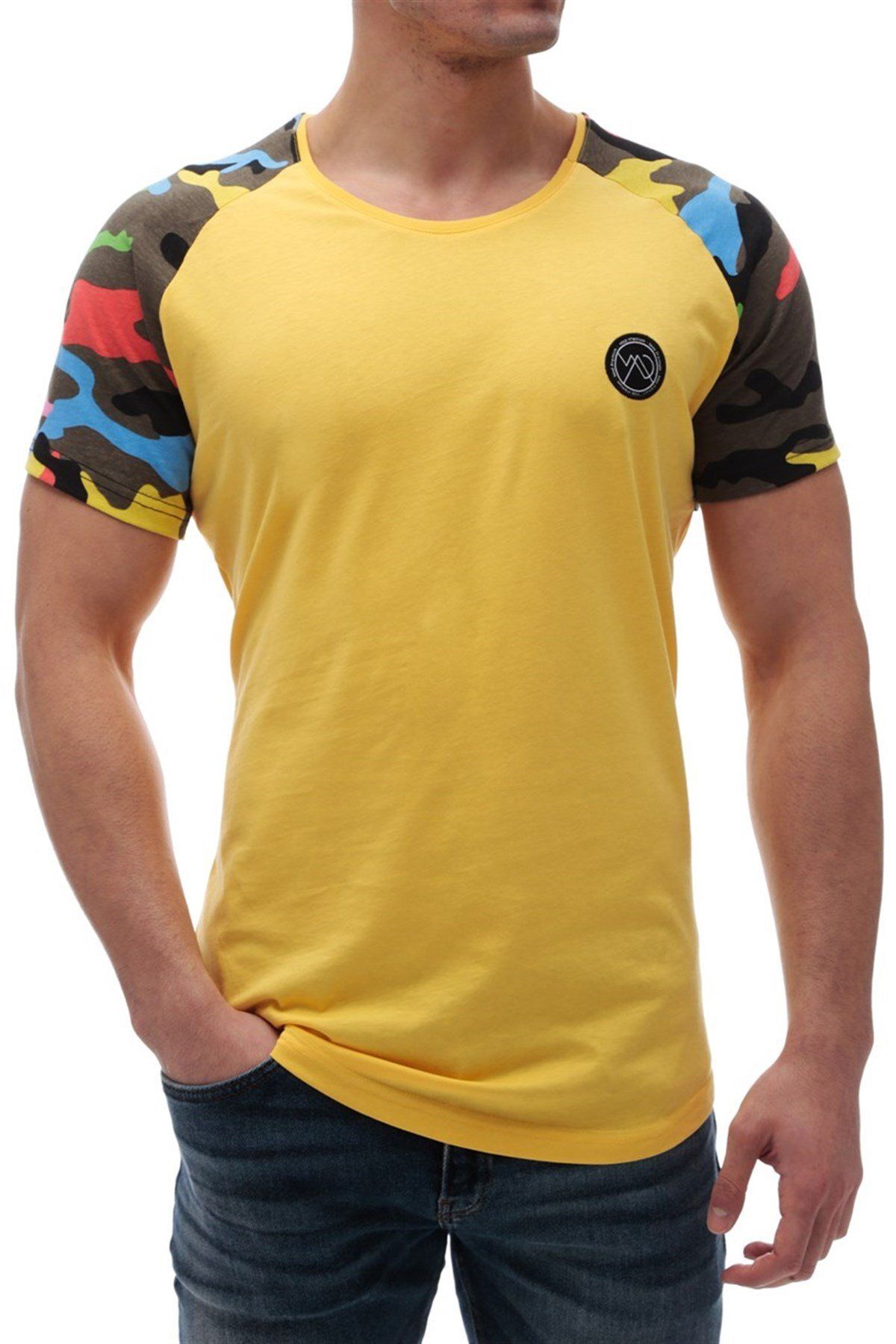 Madmext-Κίτρινο T-shirt με σχέδιο παραλλαγής 2979 1