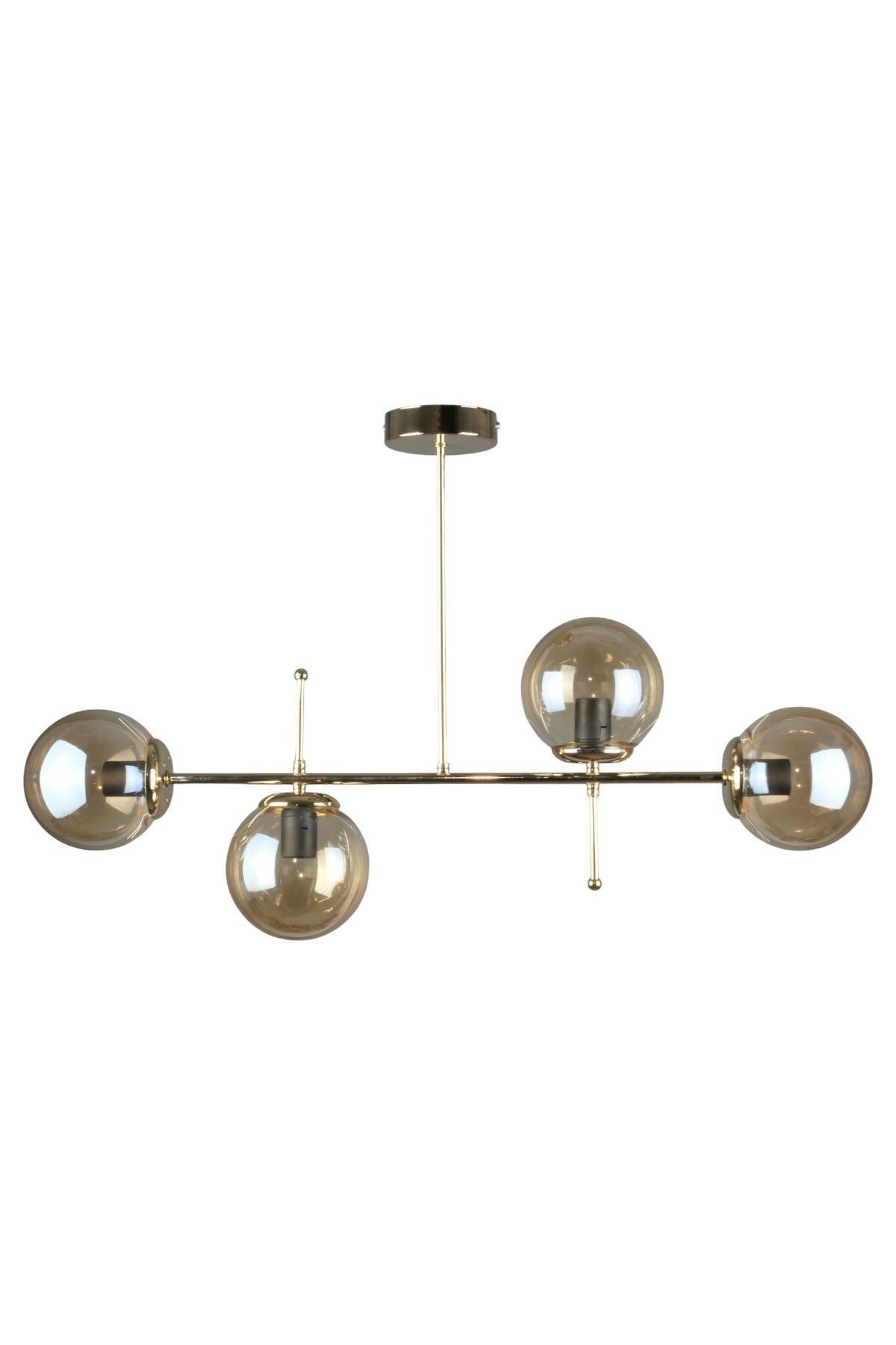 Fer Avize-Cello Modern Luxury Design Gold Color Honey Glass Ceiling Dining Table Top - Living Room 4-Piece Chandelier 3