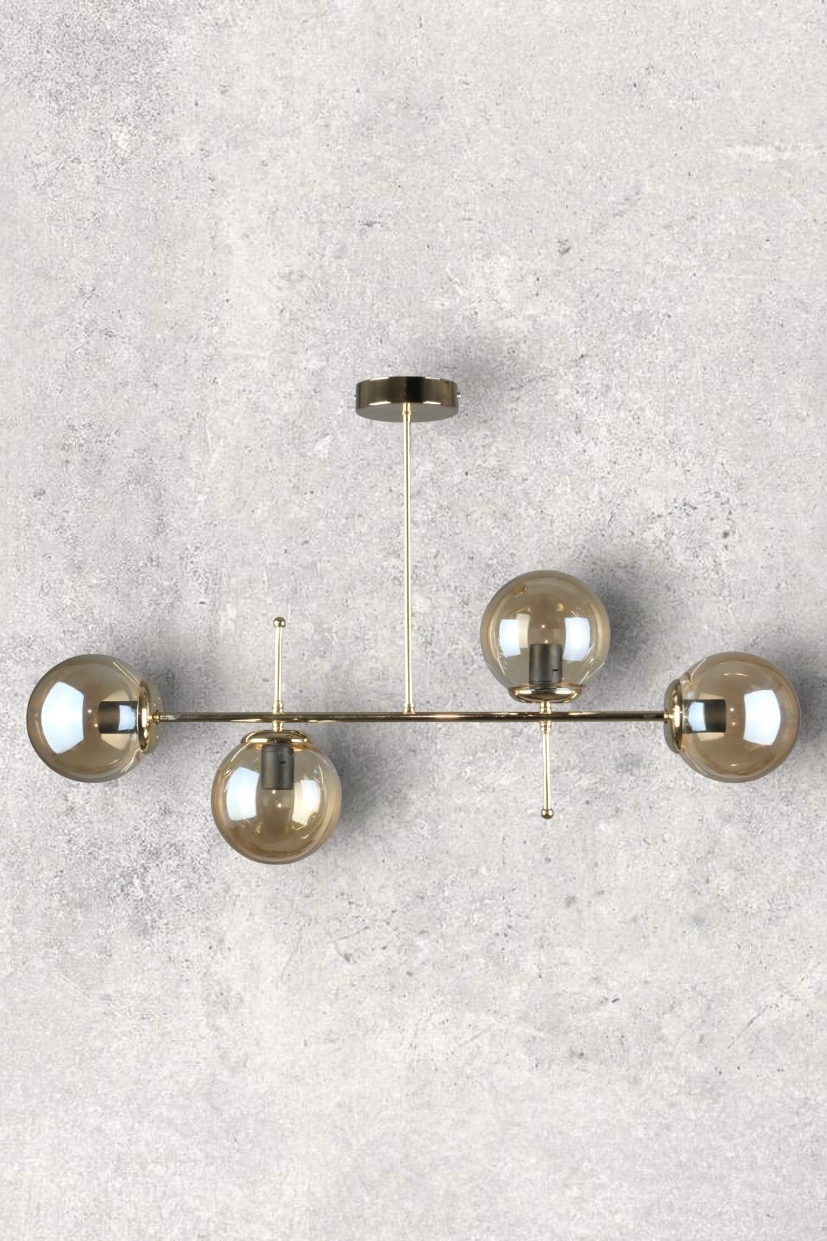 Fer Avize-Cello Modern Luxury Design Gold Color Honey Glass Ceiling Dining Table Top - Living Room 4-Piece Chandelier 2