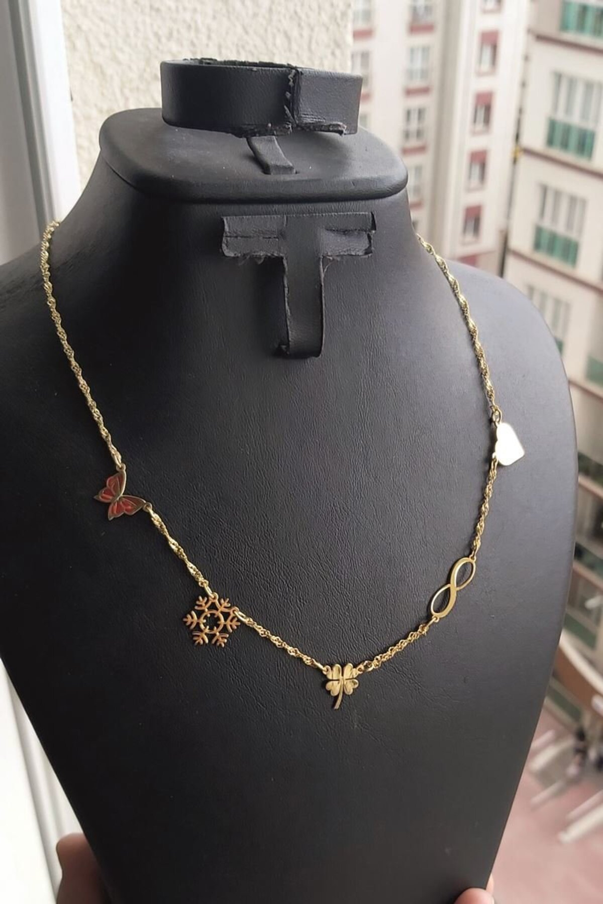 925 Ayar Gümüş 24 Ayar Altın Kaplama Şans Kolye - 40 cm
