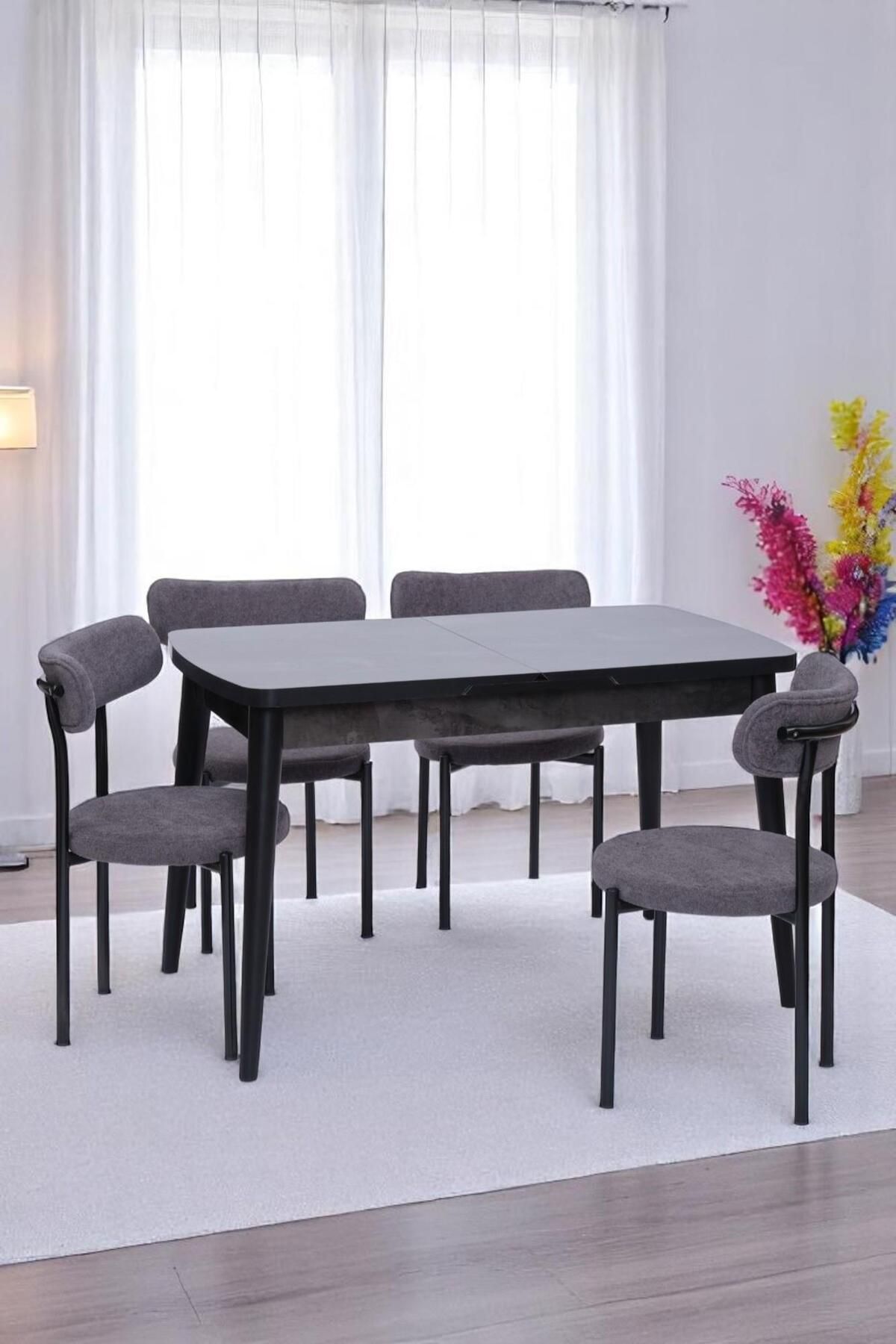 Erezogulları Mobilya Nehir Alfa Lak Panel Açılır Mutfak Masa Takımı 75x130cm