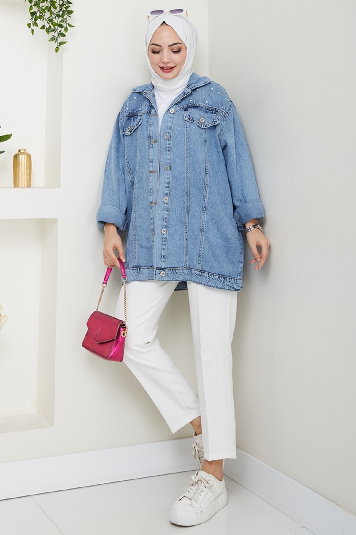 Bestenur-Elyez Stone Denim Jacket 1456 - Light Blue 5