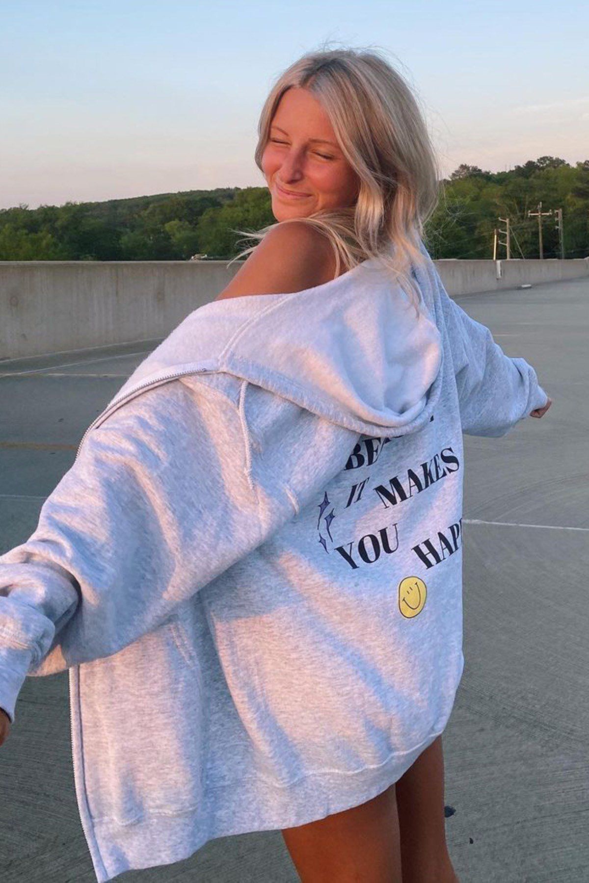 Madmext Mikina Mad Girls Karmelange s potiskem na zádech Mg1195