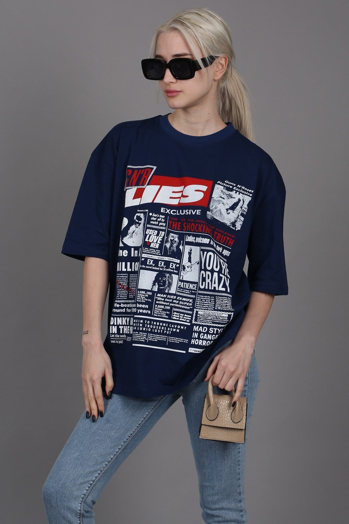 Madmext-Tricou pentru damă cu imprimeu pe spate albastru bleumarin Mg1506 4