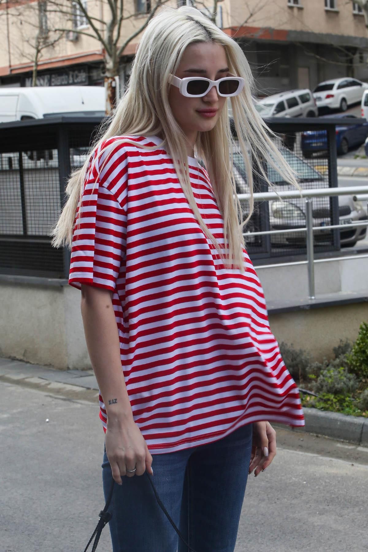 Madmext-Rot gestreiftes T-Shirt mit Rundhalsausschnitt Mg1656 3