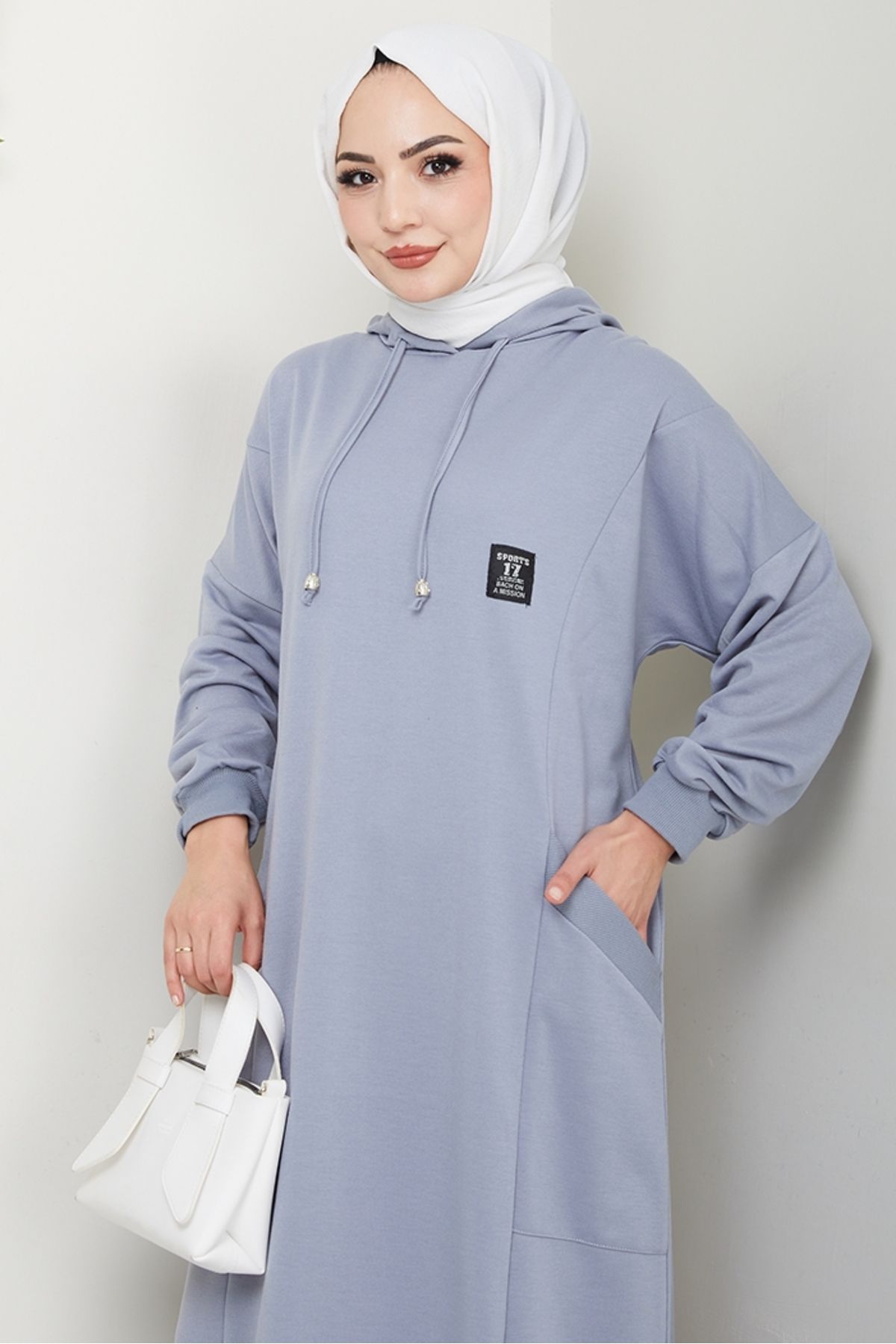Bestenur-Anger Hooded Dress 1421 - Gray 2