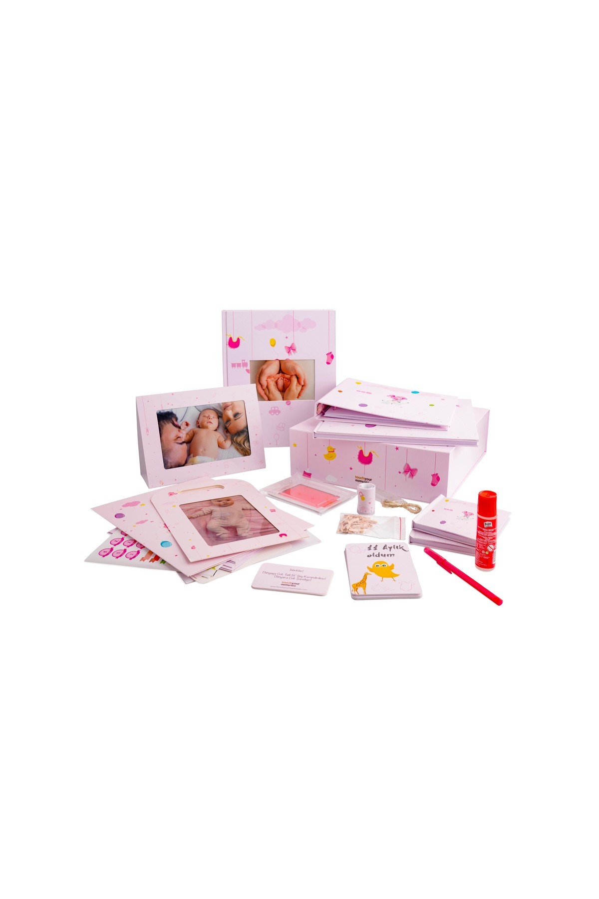 Touch Your Memories İkizlere Özel Hoşgeldin Bebeğim Kız Bebek Kutusu fotoğrafı 2 (önizleme)