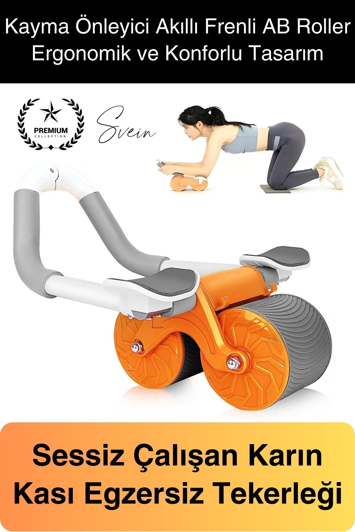 Svein Sessiz Çalışan AB Roller Otomatik Karın Kası Egzersiz Tekeri Geri Tepme Fitness Aleti Ekipmanı