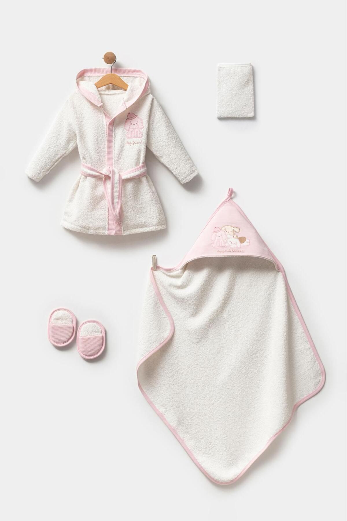 BEBELİNNA BABY 4 Parça Bebek Bornoz Seti