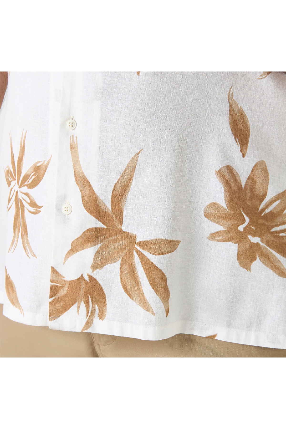 Maxim-Plus Size Regular Fit Floral Print Linen Blend Shirt with Shorts Sleeves 4