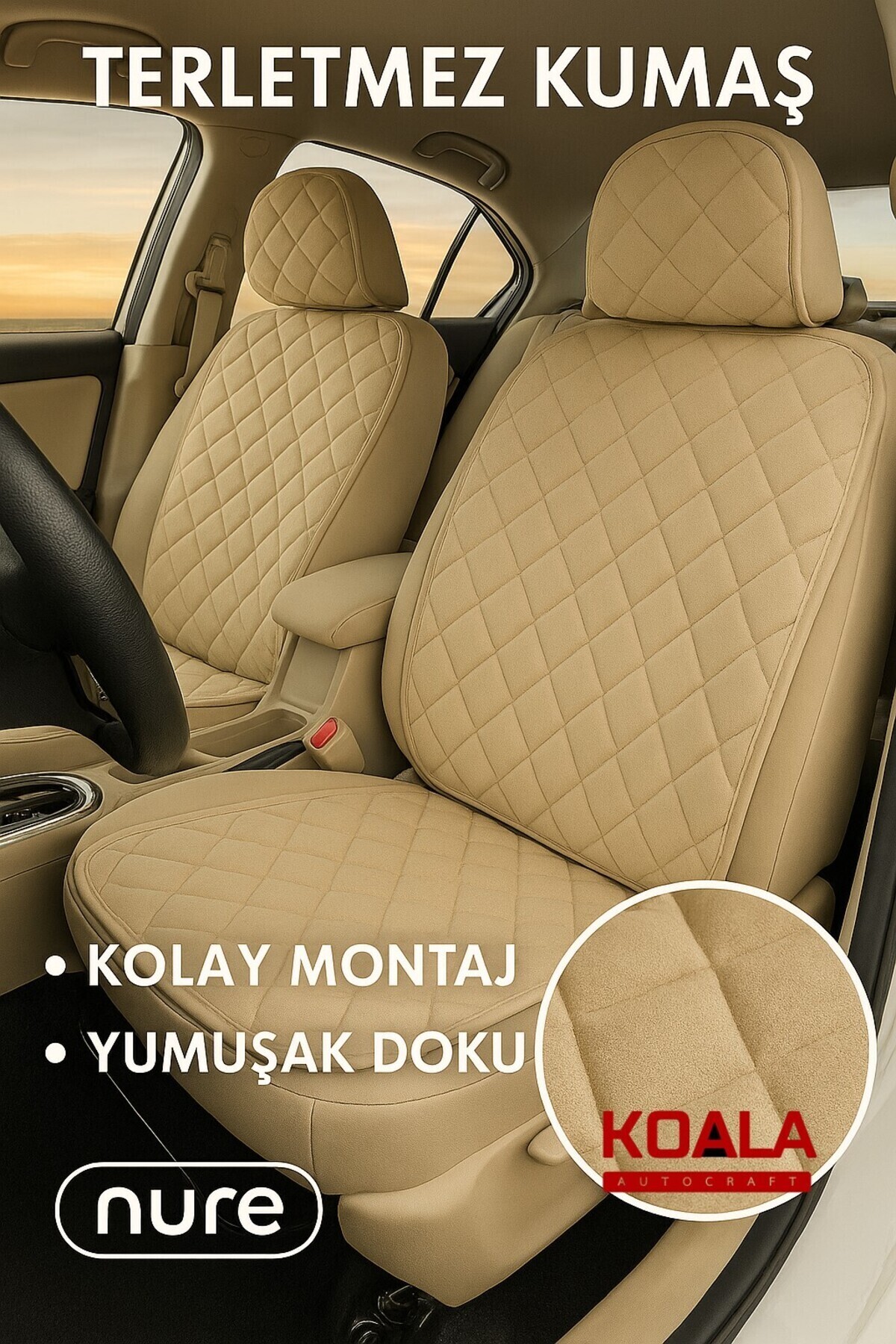 KoalaOtoTekstil Oto Koltuk Minder Seti Krem- Koltuk Koruma Kılıfı (ÖN & ARKA TAM SET) fotoğrafı 3 (önizleme)