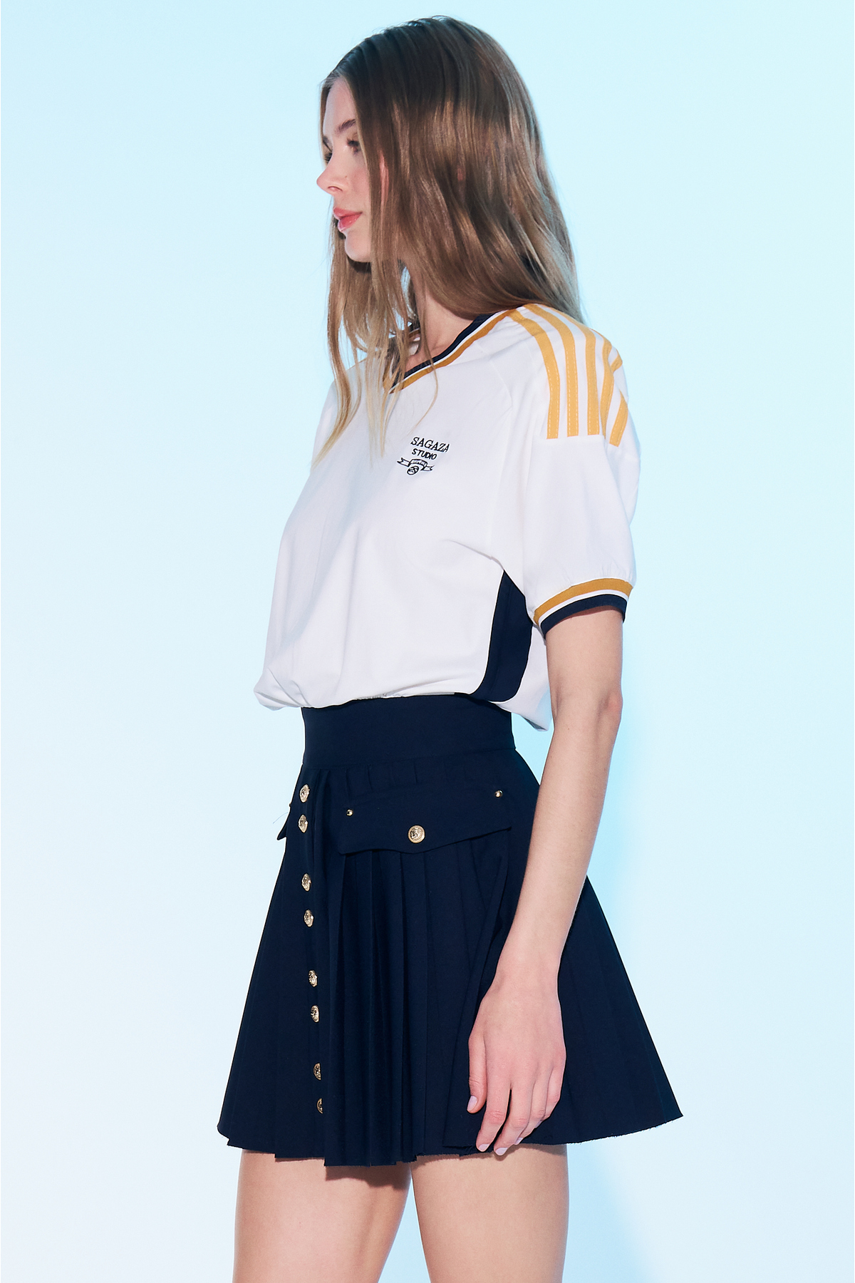 Sagaza Studio  Ss6023 Emanuela Pileli Etekli Mini Elbise - Görsel 4