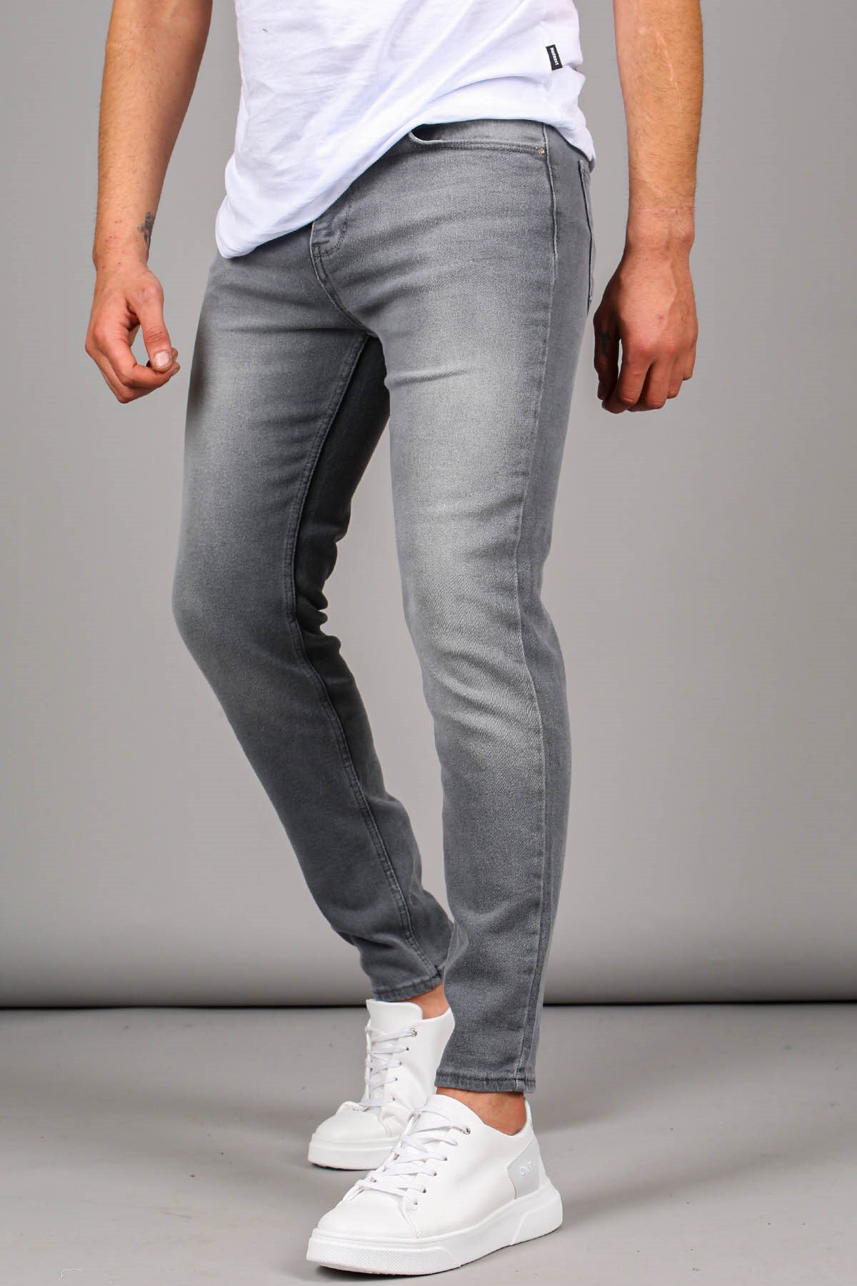 Madmext Gri Likralı Skinny Fit Erkek Jean 6323 görsel 5