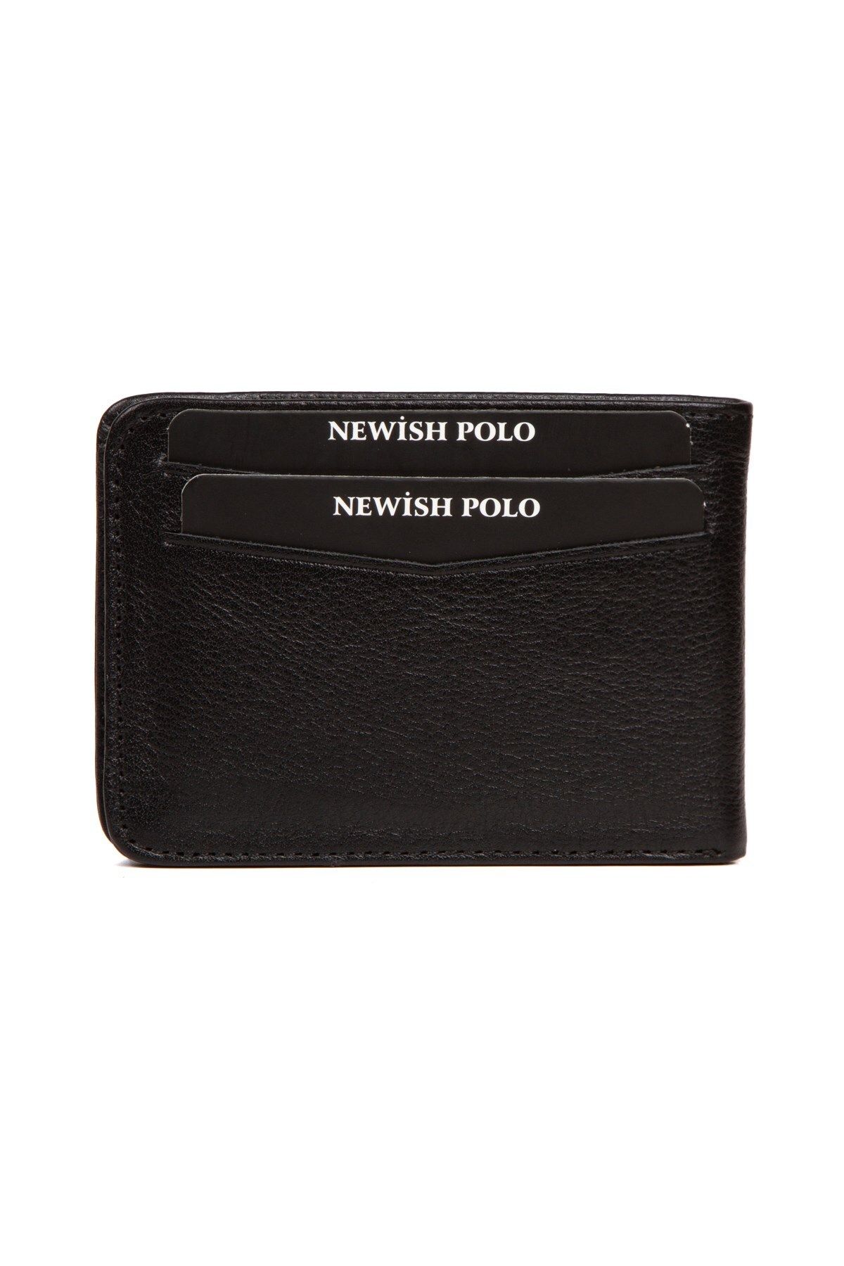کیف پول مردانه چرمی واقعی و کارت مقدس سیاه Newish Polo
