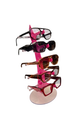 STAND MARKET Gözlük Standı Yelken Model, 5 Gözlük Kapasiteli Standı Koyu Pembe