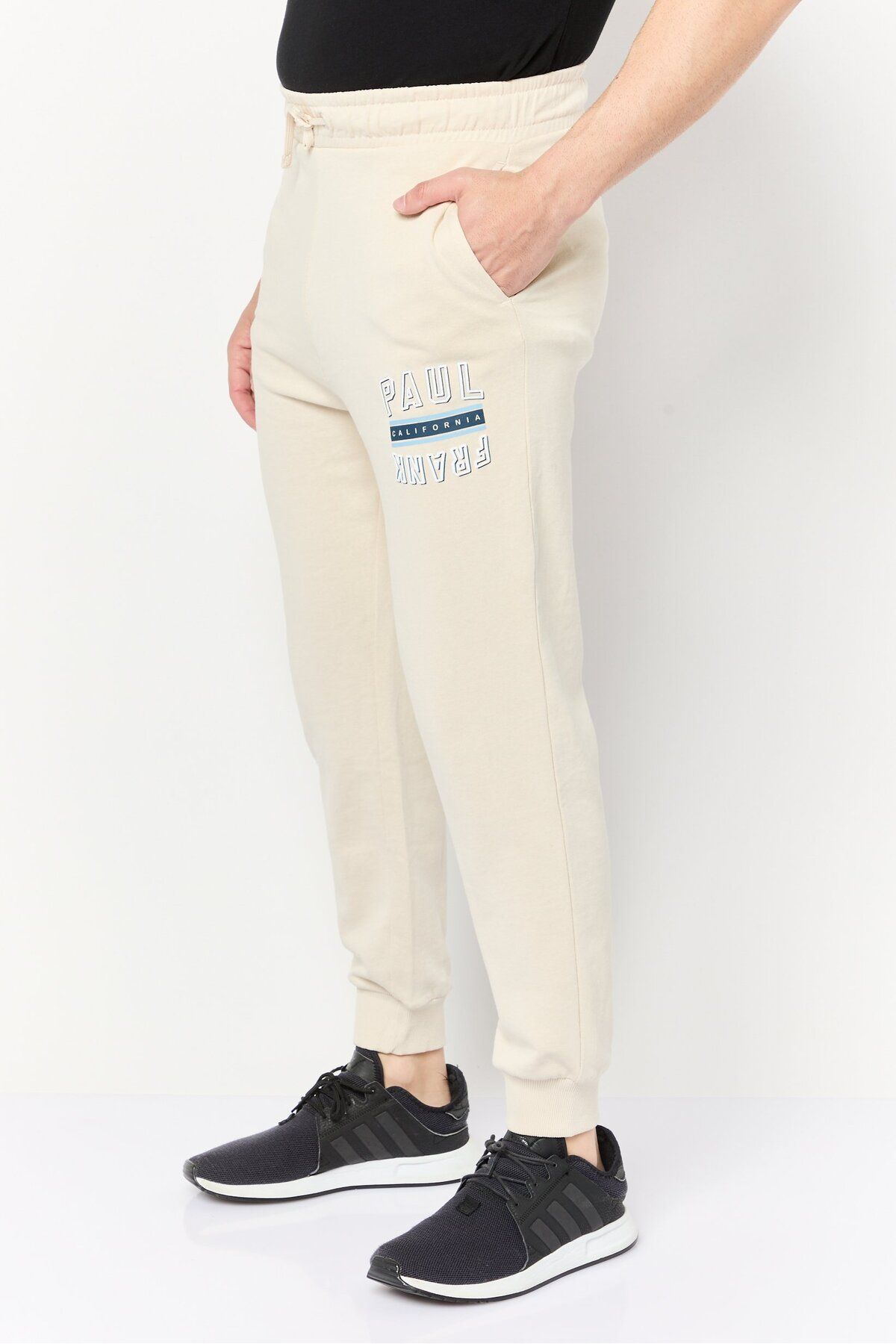 PAUL FRANK-Men Regular Fit Solid Jogger Pants, Beige 4