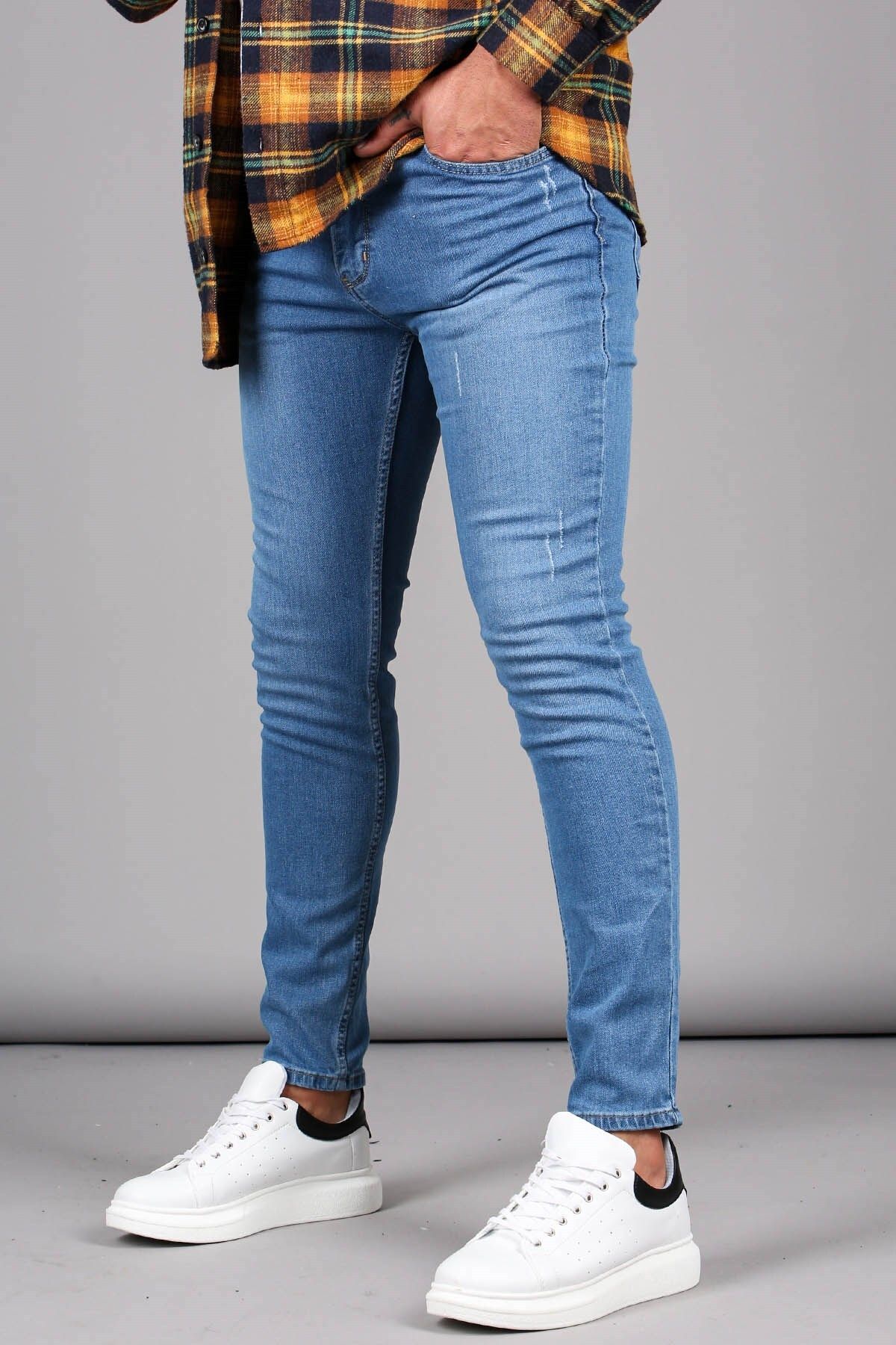 شلوار جین آبی مردانه ناخن Skinny Fit Jean 6341 Madmext