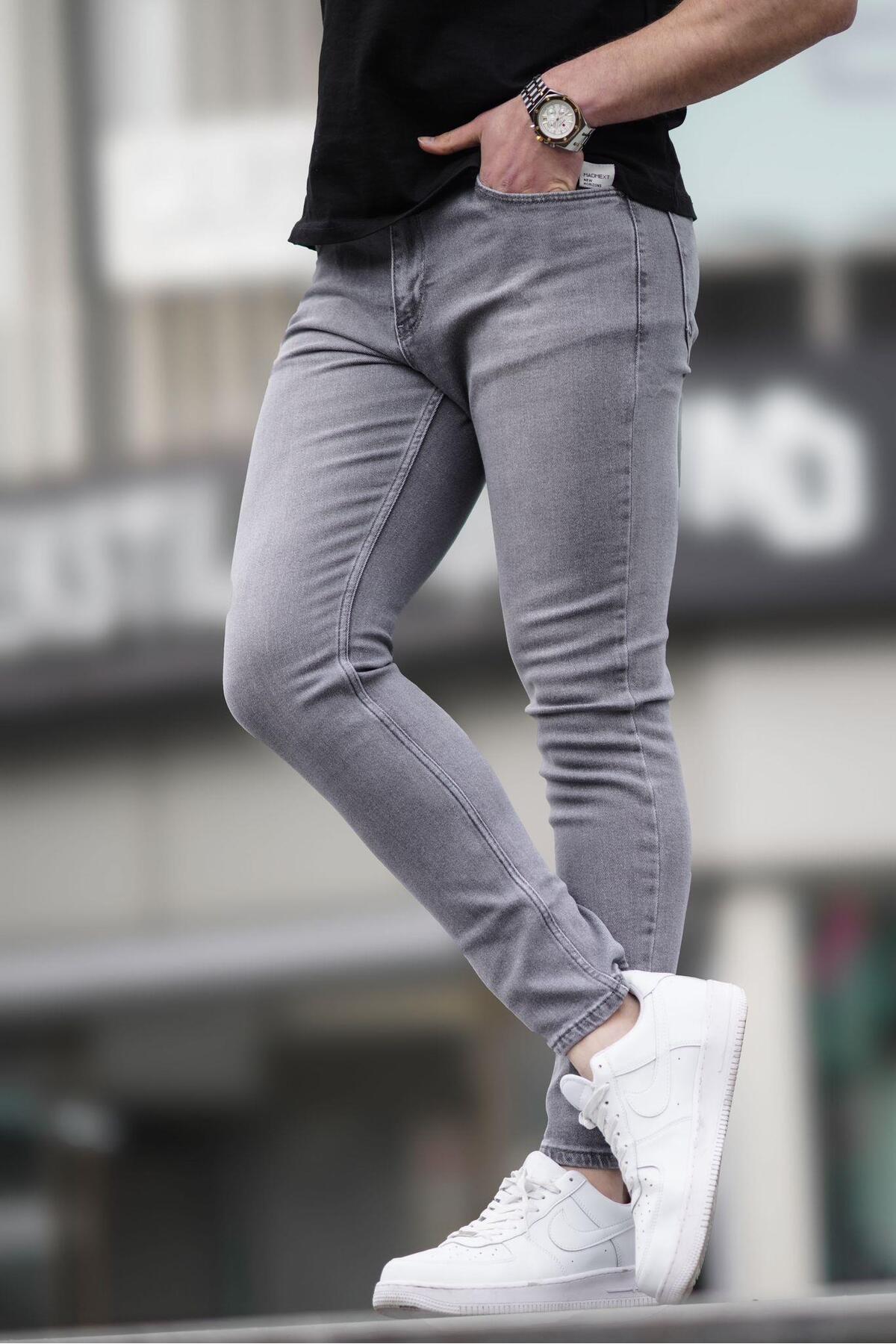 Madmext Gri Likralı Skinny Fit Erkek Jean 6323 görsel 3